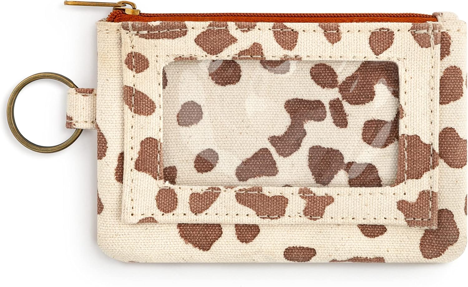 Camel Spots – Funda para identificación de tela de algodón con ventana (2.0 x 1.4in), color marrón