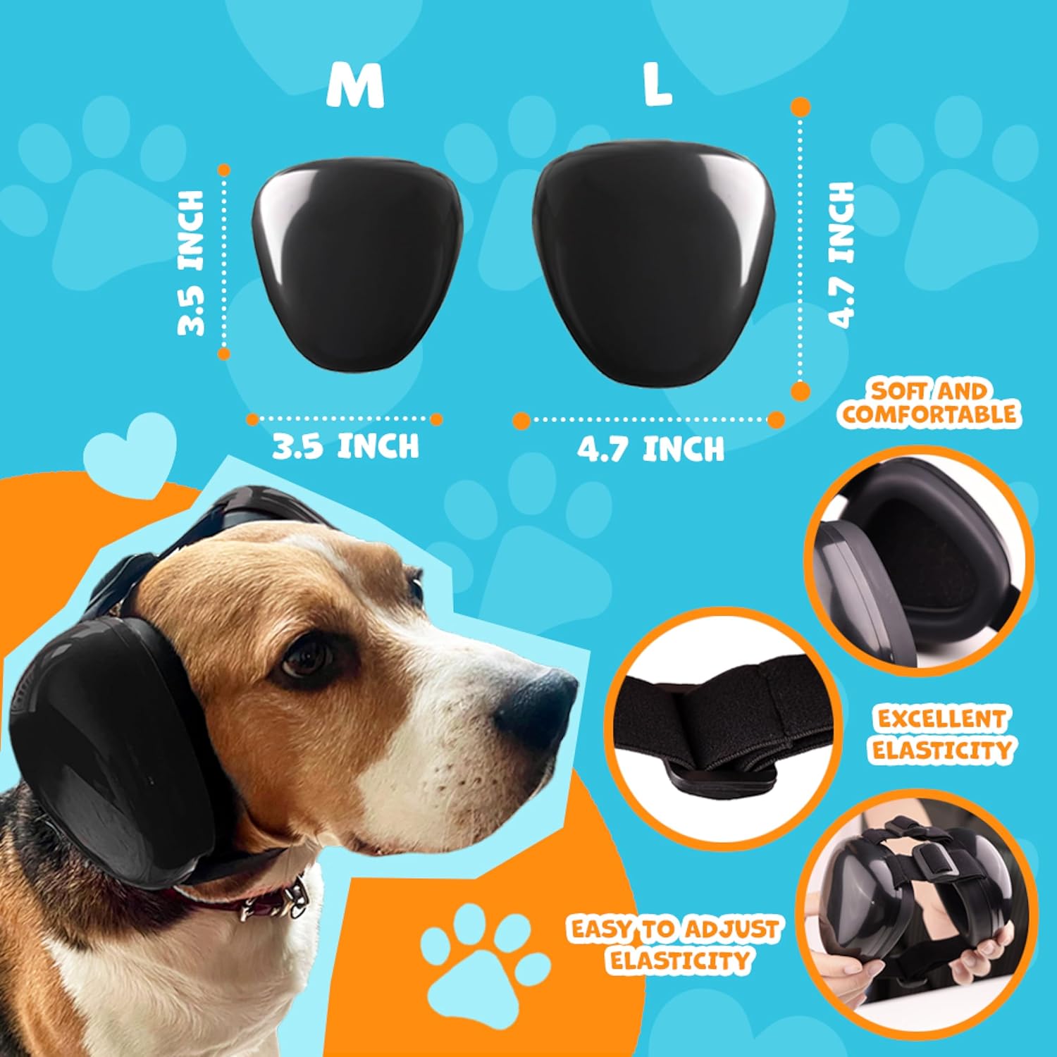Orejeras para perros para protección contra el ruido y cuello calmante, talla M, son demasiado grandes para chiguaguas, ansiedad del perro,