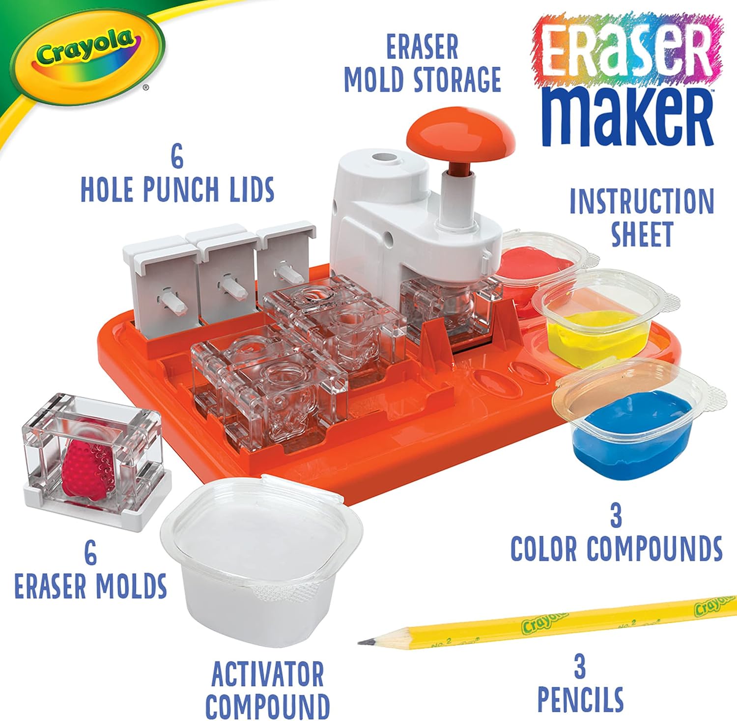 Crayola Fabricante de borradores, kit de manualidades de bricolaje, regalo para niños, 8, 9, 10, 11