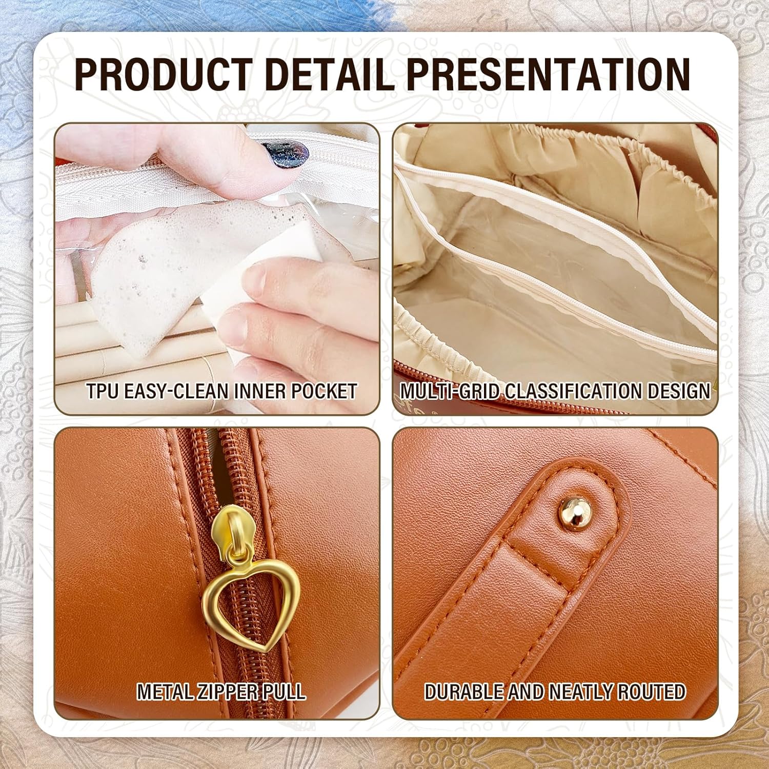 Bolsa de maquillaje organizador de cosméticos de viaje bolsa de aseo de viaje de gran capacidad para mujer, bolsa de cosméticos impermeable con asa