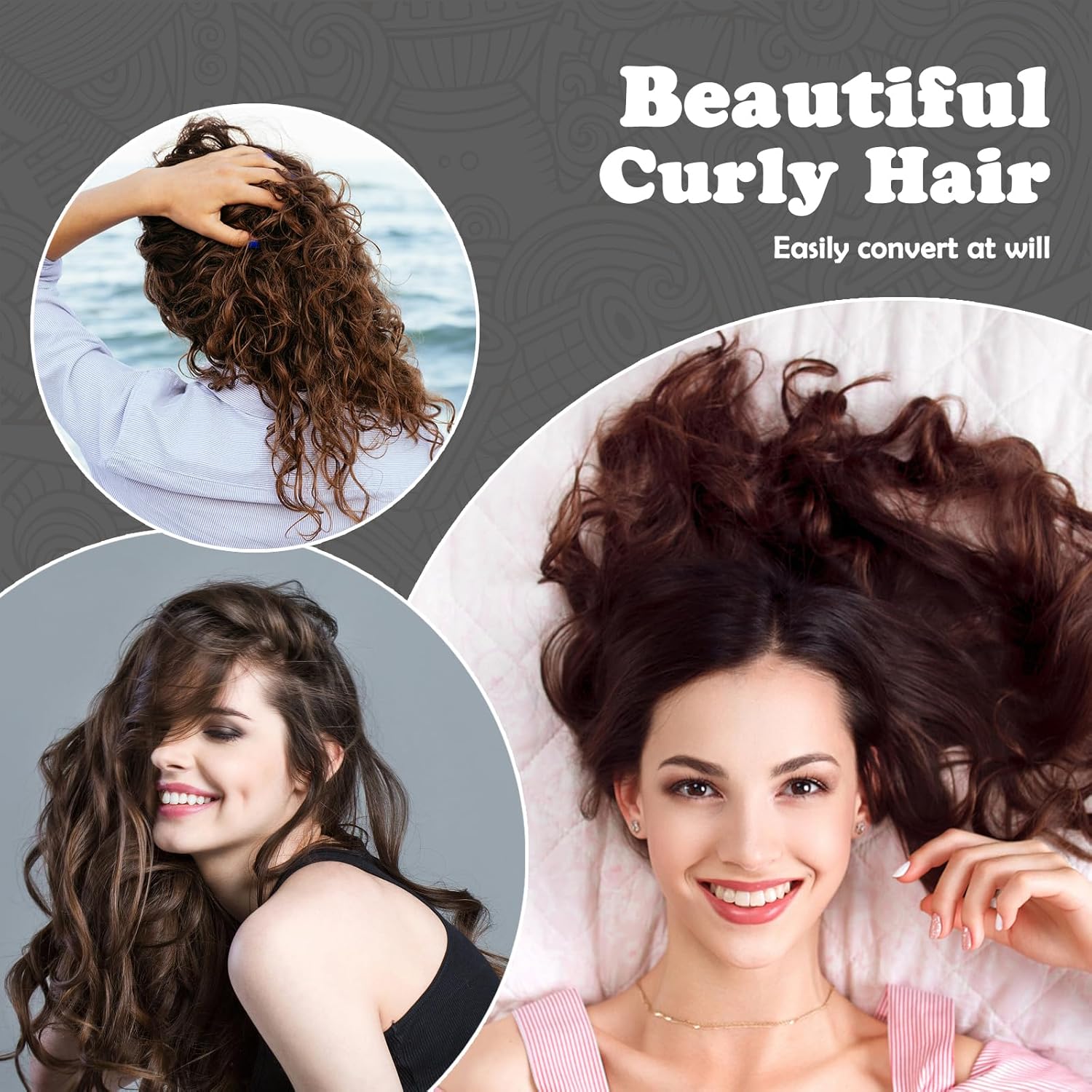 Juego de rodillos para el cabello, 18 rodillos autoadhesivos sin calor con clips y peine, rizadores de salón para estilos de bricolaje, 3 tamaños en