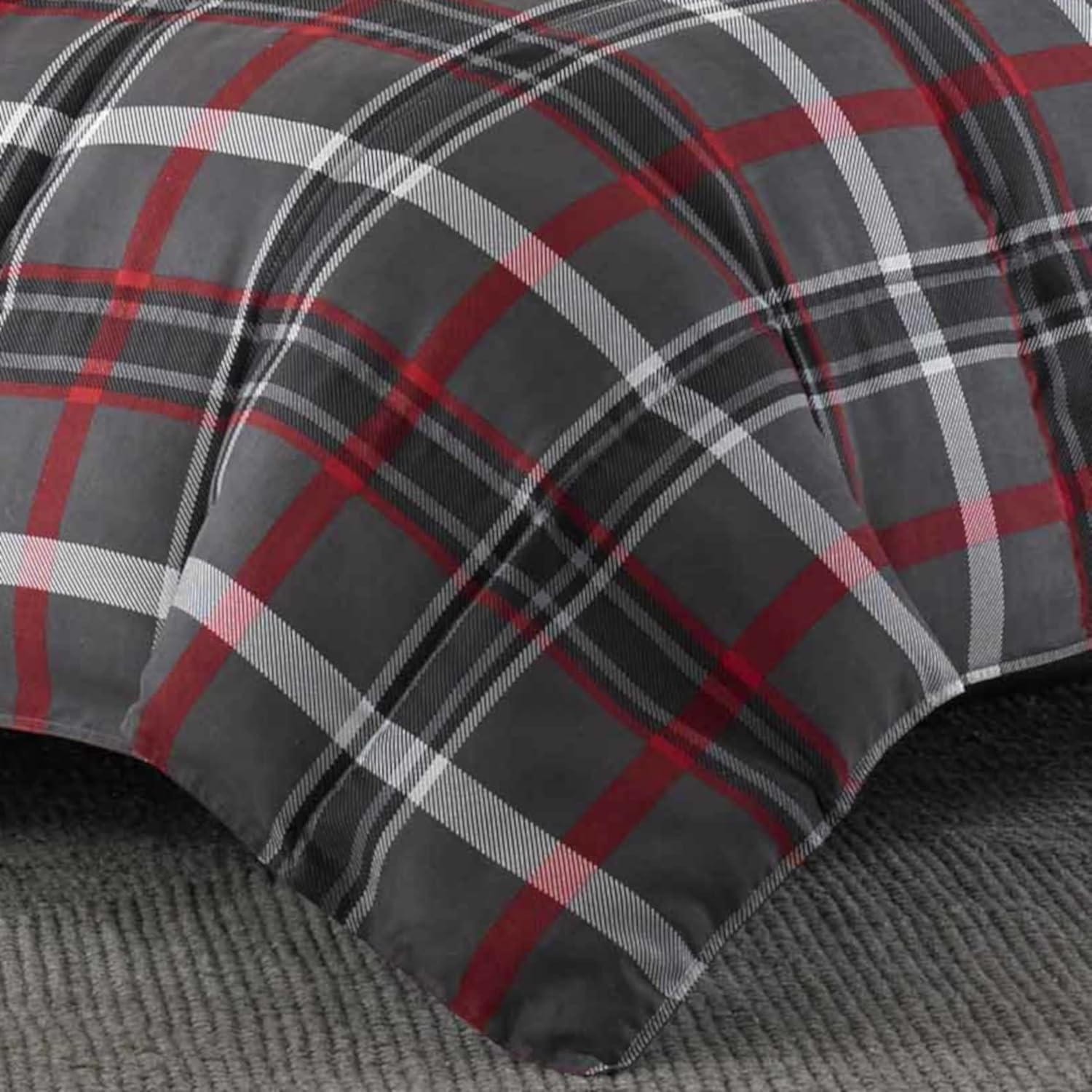 Eddie Bauer – Juego de edredón tamaño Queen, ropa de cama reversible a cuadros con fundas a juego, decoración del hogar para meses más fríos (gris