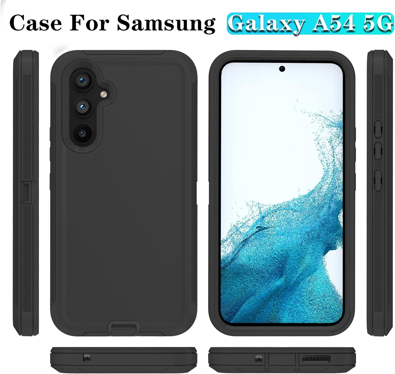 Qinmay Funda para Galaxy A54 5G, Samsung Galaxy A54 5G con protector de pantalla HD (paquete de 2), funda para Samsung A54 5G, duradera, a prueba de