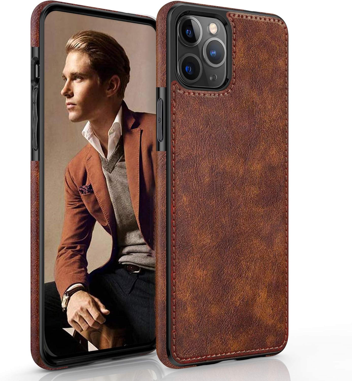 LOHASIC Funda para iPhone 14 Pro Max, delgada de piel sintética de lujo, agarre antideslizante, resistente, a prueba de golpes, funda protectora de