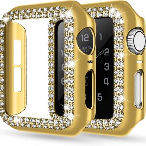 adepoy – Carcasa para Apple Watch con protector de pantalla y cristales brillantes, protección completa para iWatch Series 654321 SE adepoy – Carcasa para Apple Watch con protector de pantalla y cristales brillantes, protección completa para iWatch Series 654321 SE