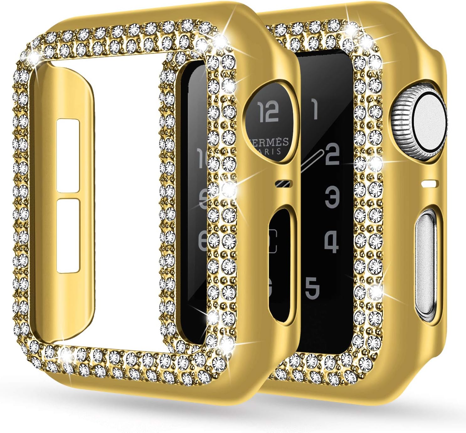 adepoy – Carcasa para Apple Watch con protector de pantalla y cristales brillantes, protección completa para iWatch Series 654321 SE