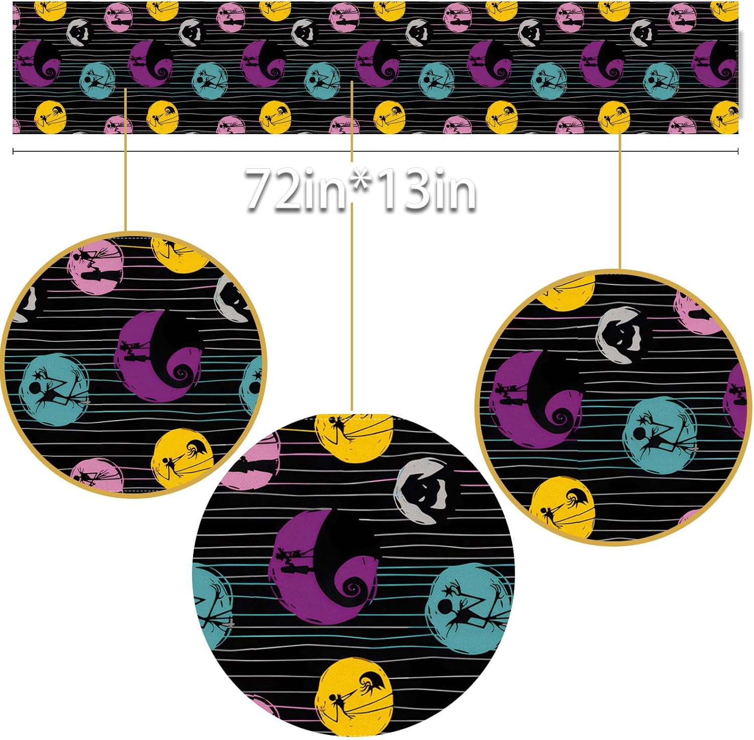 Camino de mesa The Nightmare Before Christmas Jack Skellington y Sally para decoración de fiesta de cumpleaños, Halloween, hogar, cocina, comedor