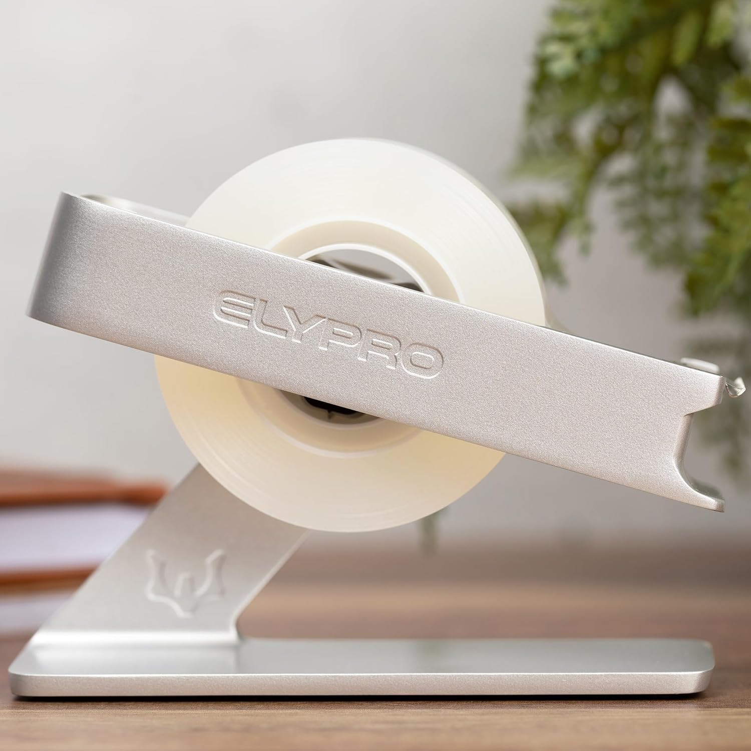 ELYPRO Dispensador de cinta moderna para escritorio de oficina, diseño elegante y minimalista, hecho meta pesado, ahorra espacio, perfecto para uso
