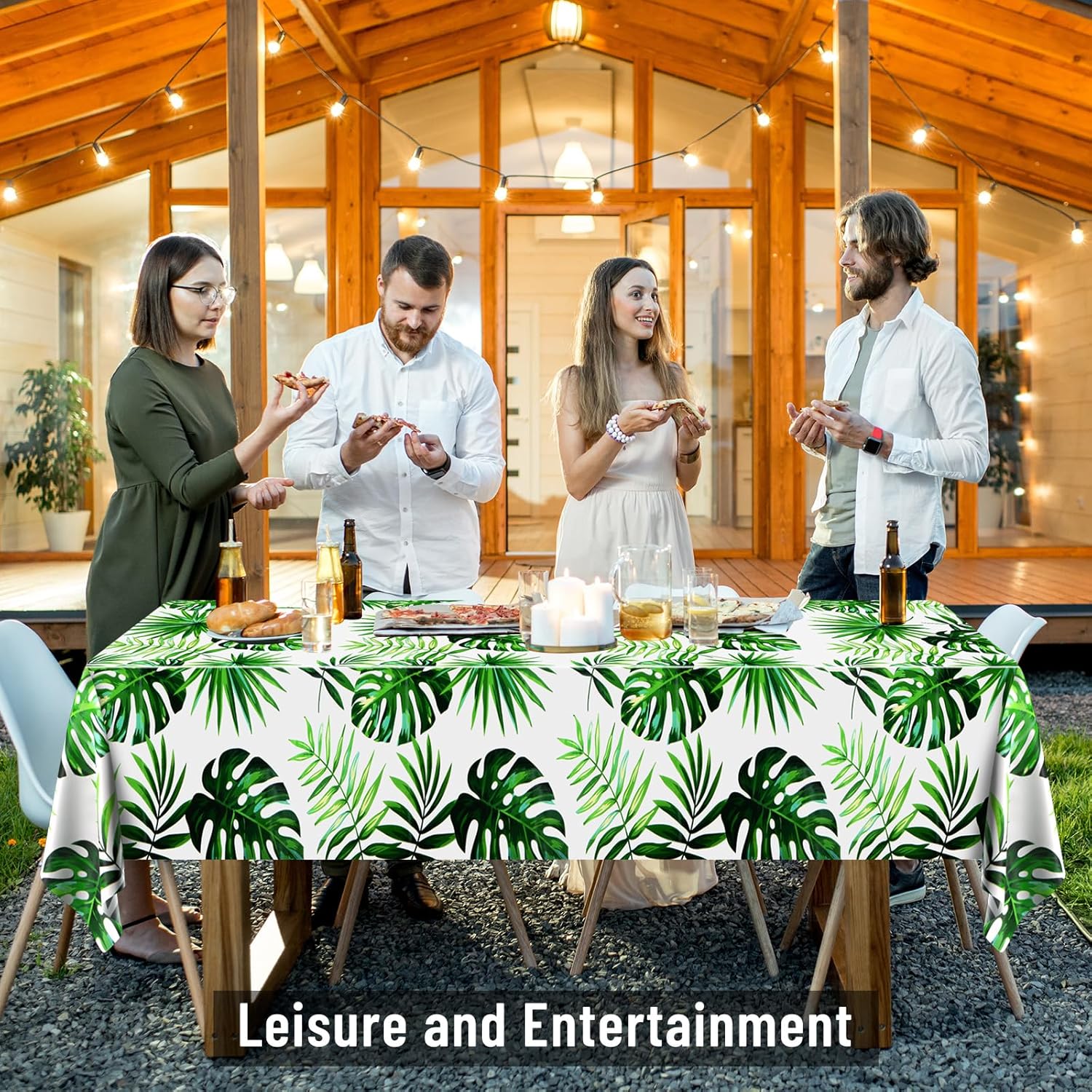 PLULON Paquete de 3 manteles hawaianos Luau de plástico con hojas de palmera para verano, piscina, playa, tropical, suministros de fiesta de