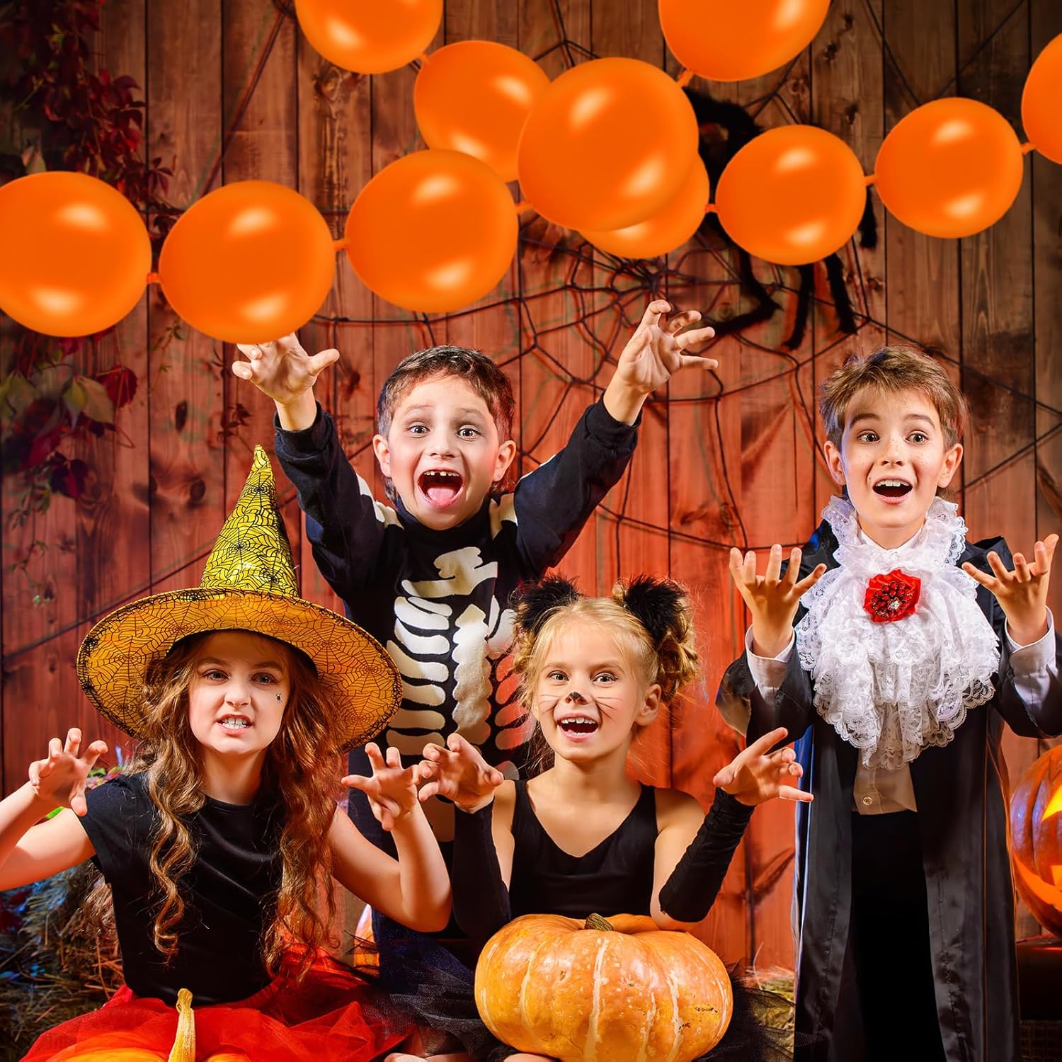 100 globos de enlace de globos, de látex, enlazables, para decoración de bodas y fiestas (color naranja oscuro, 10 pulgadas)