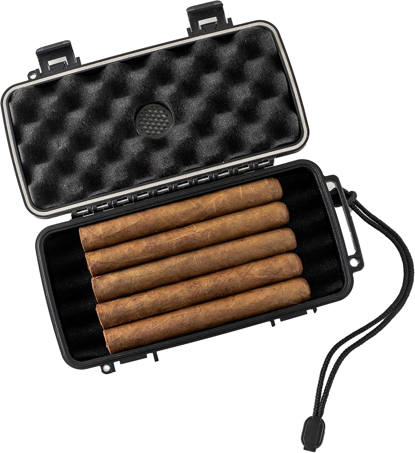 Pardo Cigar Multiherramienta 4 en 1, perforador de cigarros de doble tamaño con funda de humidor de viaje para cigarros, 5 unidades, impermeable,