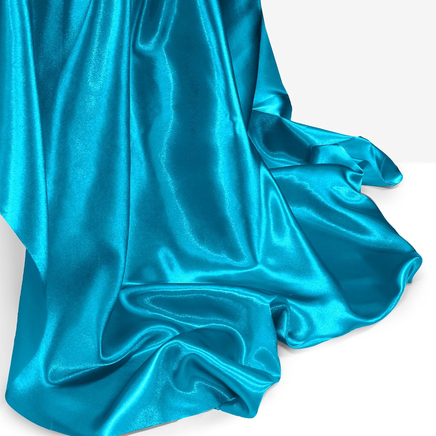 Homiest Turquoise Satin Fabric by The Yard, 3 Yards x 58 Inch Charmeuse Satin Fabric Silky & Shiny Cloth Fabric, Smooth Bridal Satin Fabric for