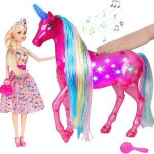 BETTINA My Dream – Juego de muñecas de unicornio y princesa, juguetes de unicornio de tamaño grande con luces mágicas de arco iris y sonidos de BETTINA My Dream – Juego de muñecas de unicornio y princesa, juguetes de unicornio de tamaño grande con luces mágicas de arco iris y sonidos de