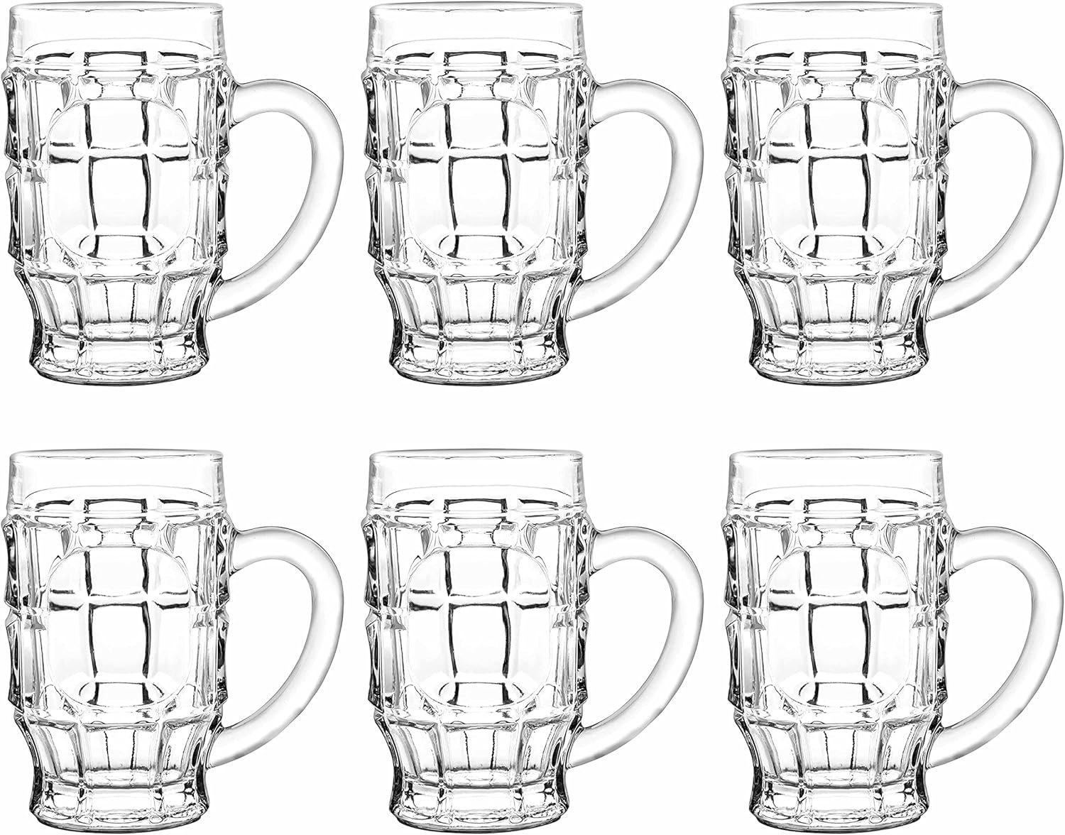 DISCOUNT PROMOS Juego de 6 tazas de cerveza de vidrio con hoyuelos de 17.75 pulgadas, paquete a granel, utensilios de bar, ideales para festivales