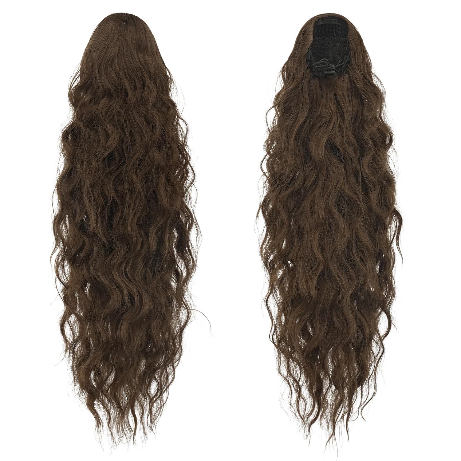 FESHFEN Extensiones de cola de caballo largas y onduladas con cordón, extensiones de cola de caballo con clip, extensiones de cola de caballo con