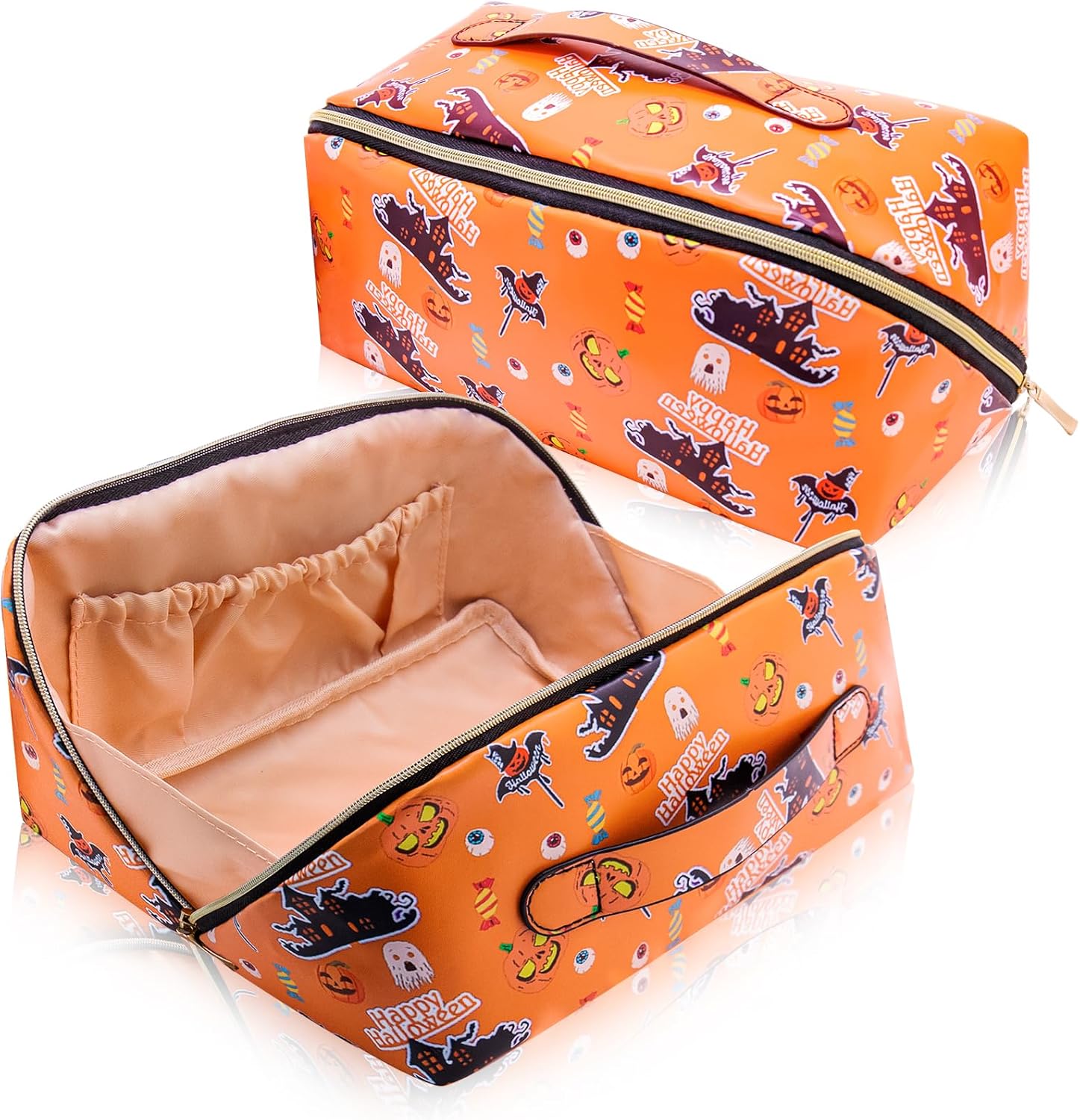 Bolsa de maquillaje portátil que se abre plana para un fácil acceso, bolsa de cosméticos impermeable, bolsa de aseo personal, accesorios de viaje