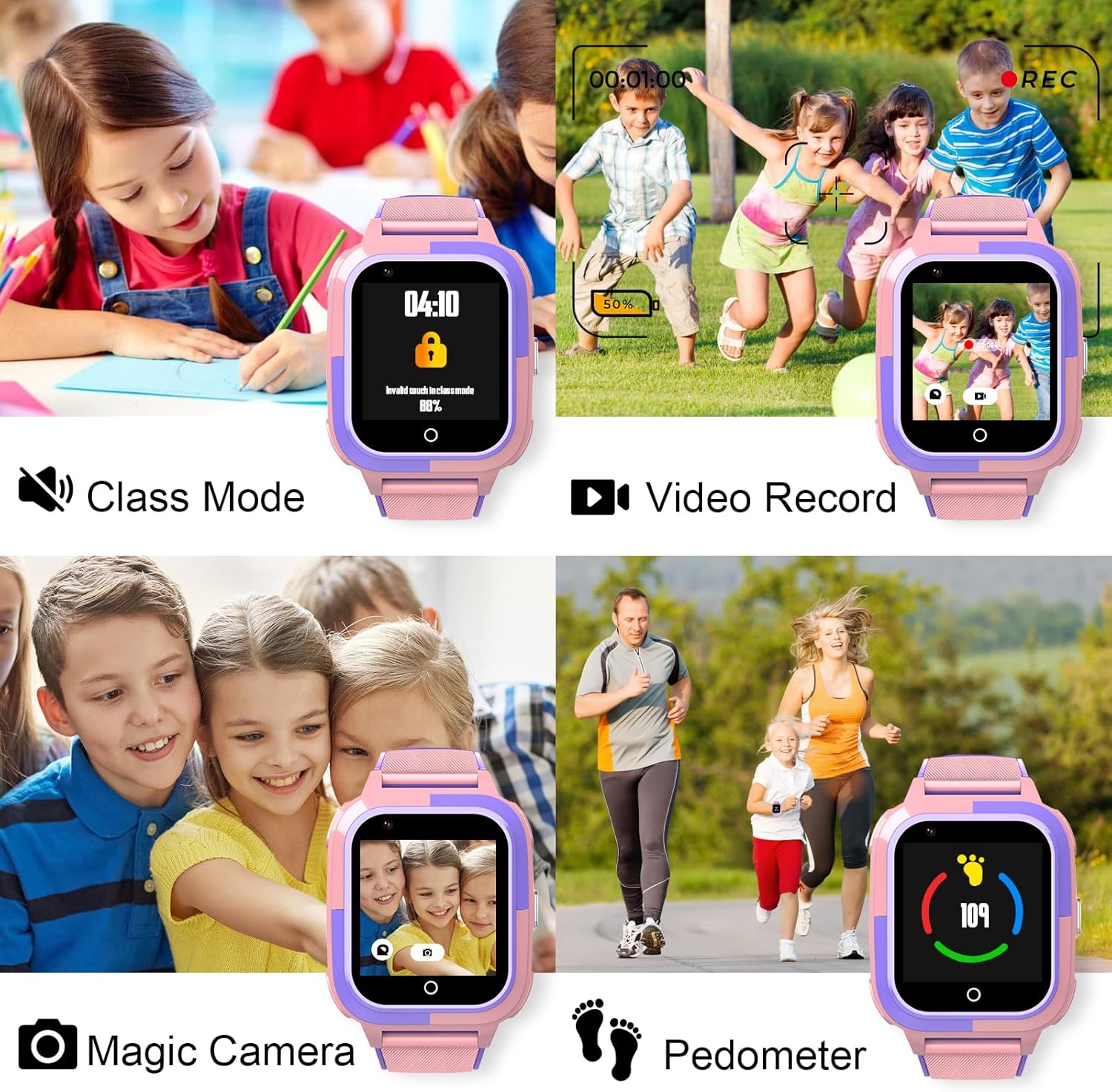 Wonlex Reloj inteligente para niños con tarjeta SIM, rastreador GPS 4G para niños, compatible con línea de Whatsapp, llamadas en tiempo real,