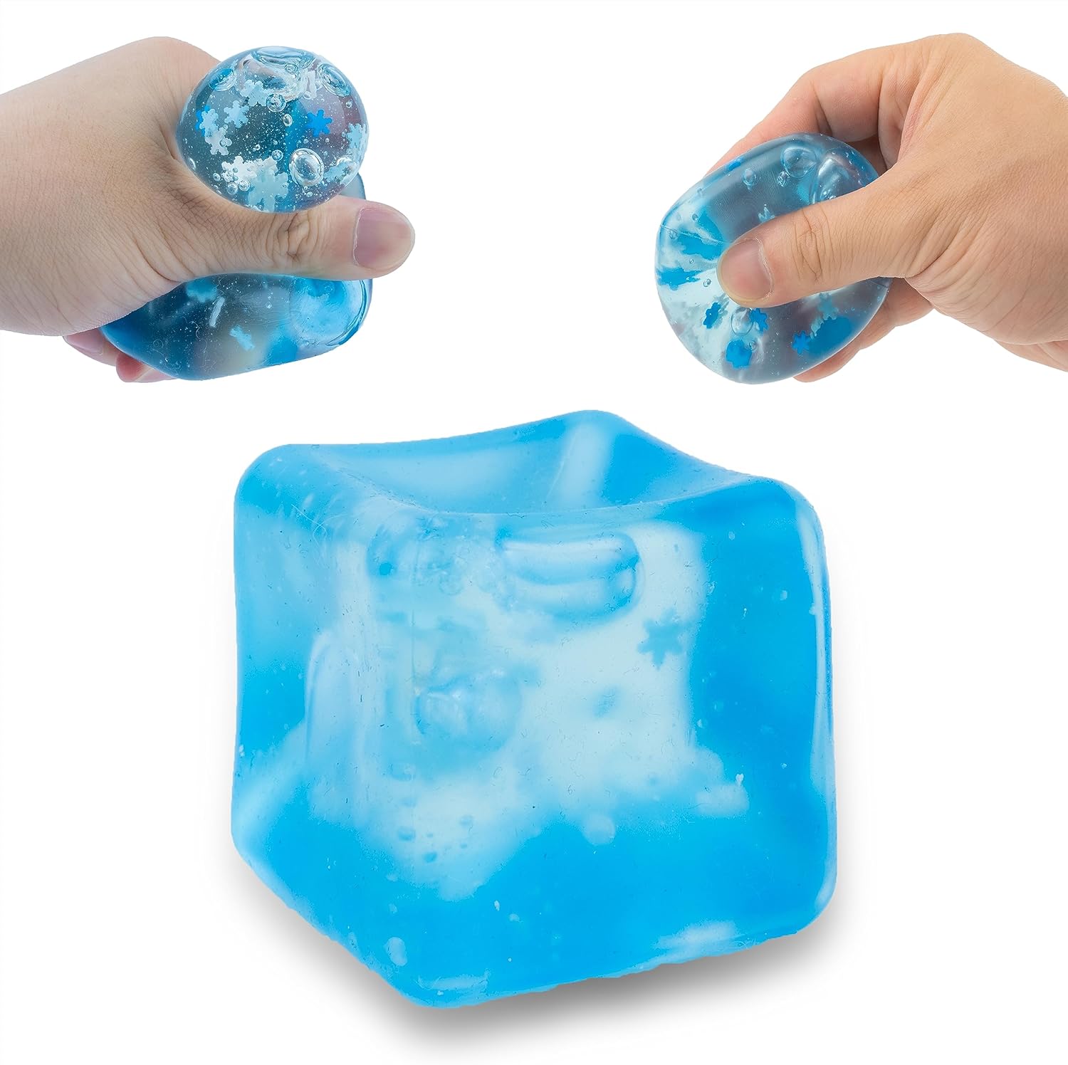 Cubo de hielo Squishy Juguetes TPR Transparente Bloque de Hielo Mochi Squishy Juguetes Fidget Pelotas Estrés para Adultos Juguete de Alivio del