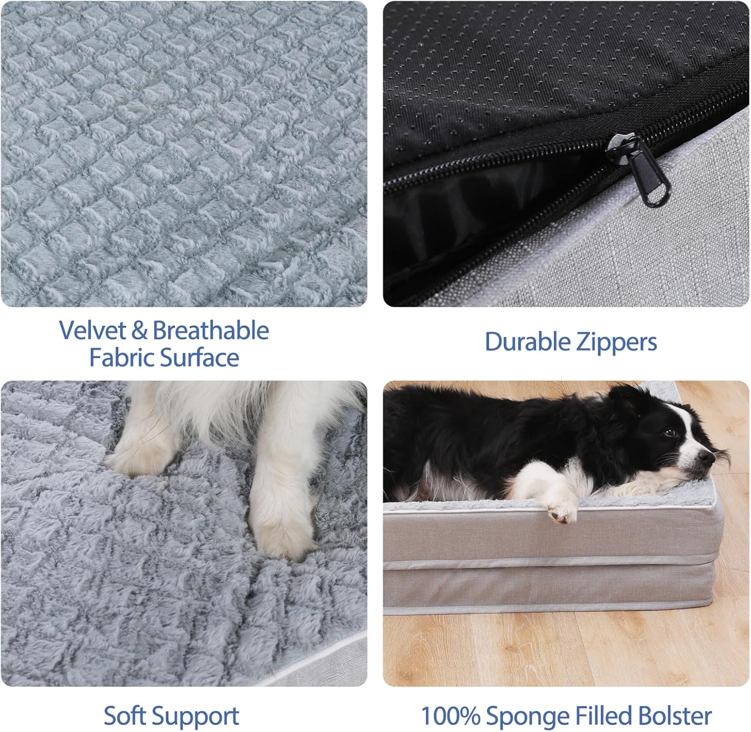 Chez Paw Cama ortopédica para perros extra grandes, camas para perros XL con cómodos refuerzos, cama impermeable extragrande para perros con funda