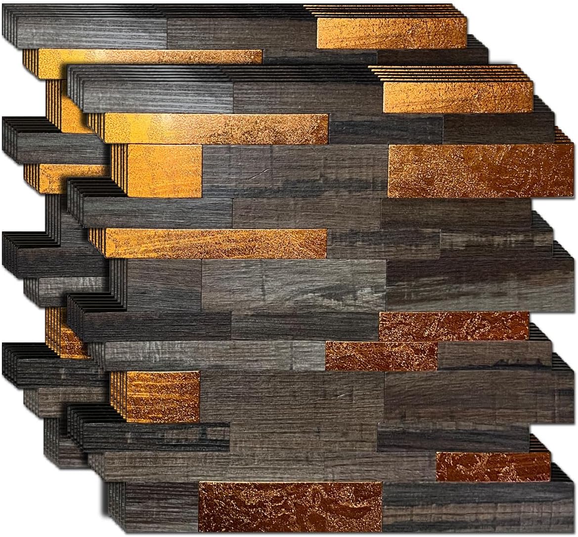 XUANINY Azulejos metálicos para salpicaduras de 12 hojas, autoadhesivas, aluminio 3D, paneles de pared para cocina, baño, dormitorio, sala de estar
