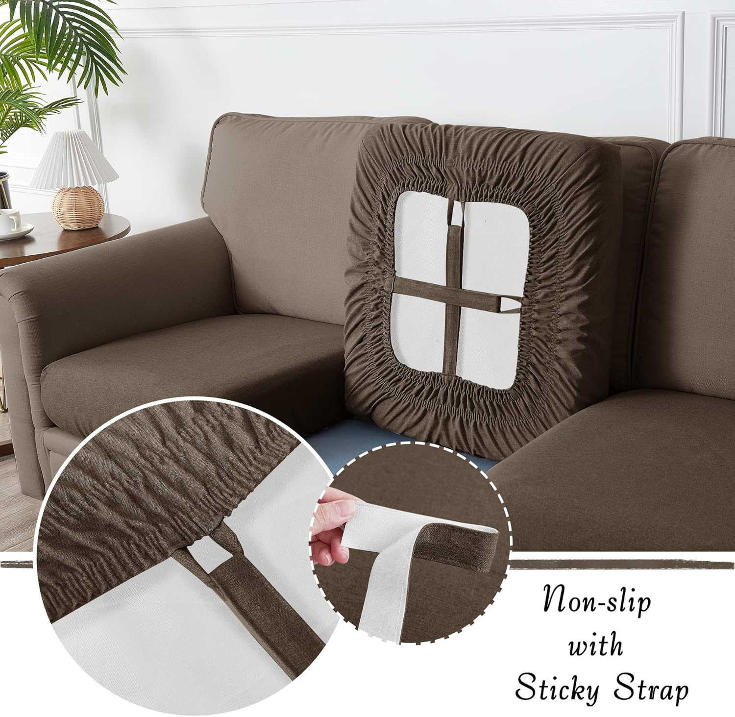 StangH Fundas de cojín de lino para sofá  Fundas individuales para sillas con parte inferior de velcro para niños, asientos de patio al aire libre,