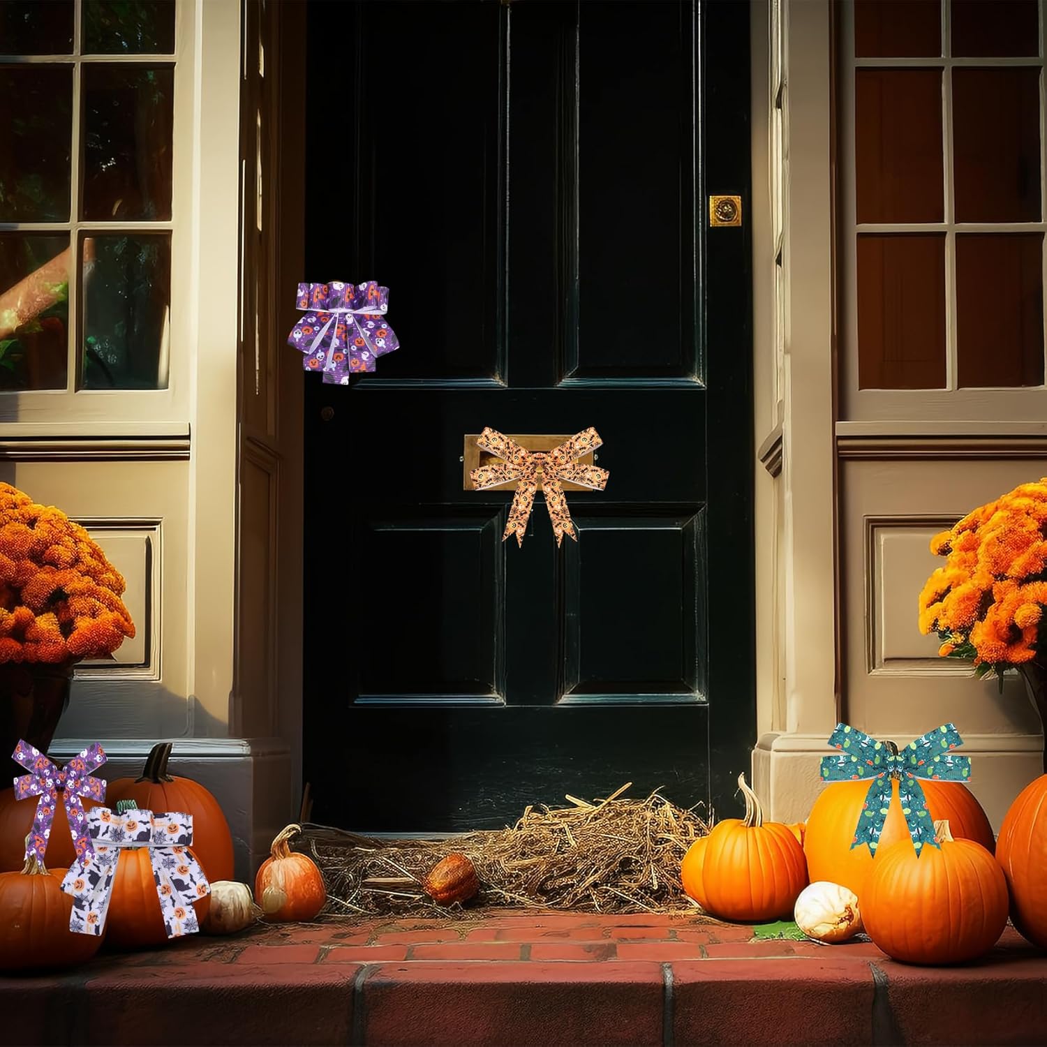 Hiswan Cinta de grogrén de 1 pulgada para envolver regalos, decoración de Halloween, calabaza, gato negro, fantasma, manualidades, cinta fina para