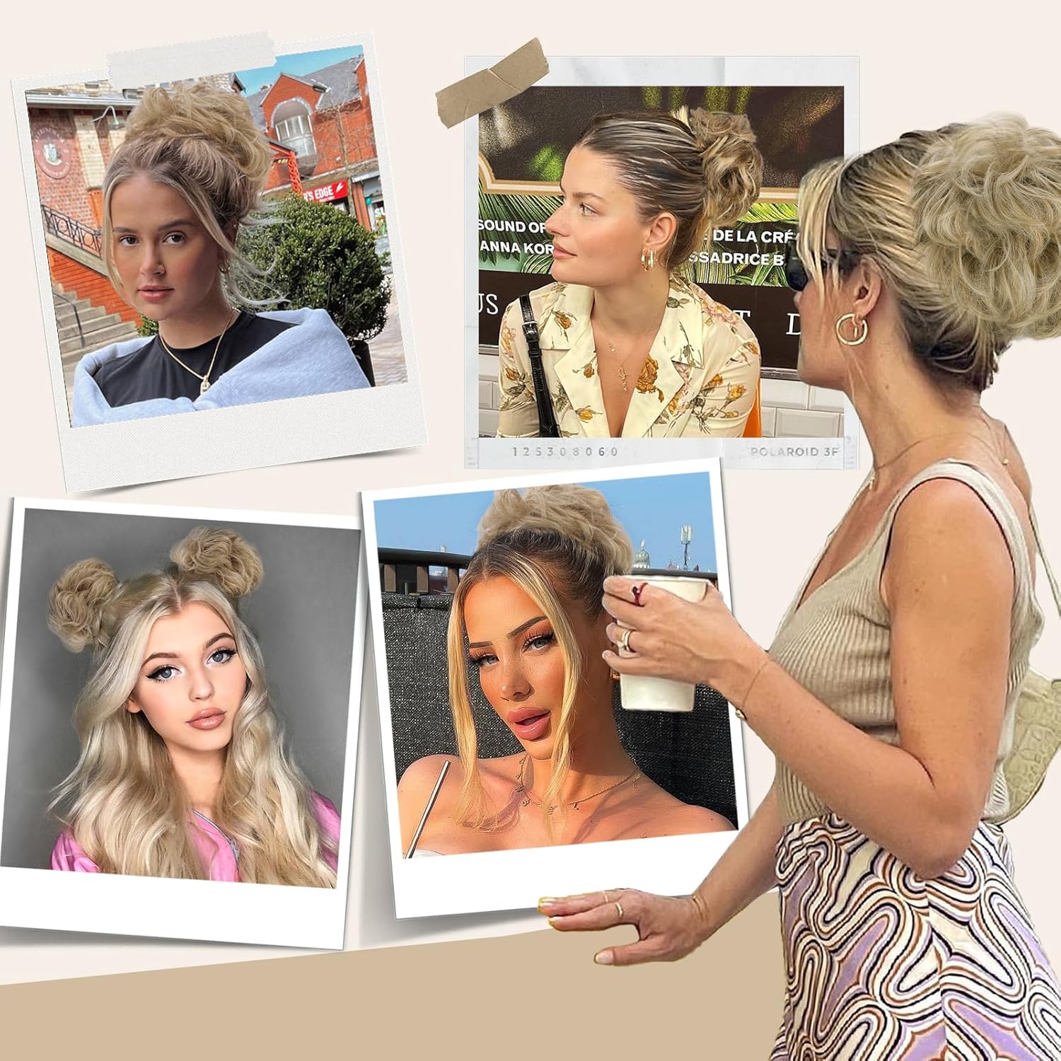 Earfodo Extensiones de cabello sintético para moño desordenado, para uso diario, 1 unidad (1.77 onzas, 1B)