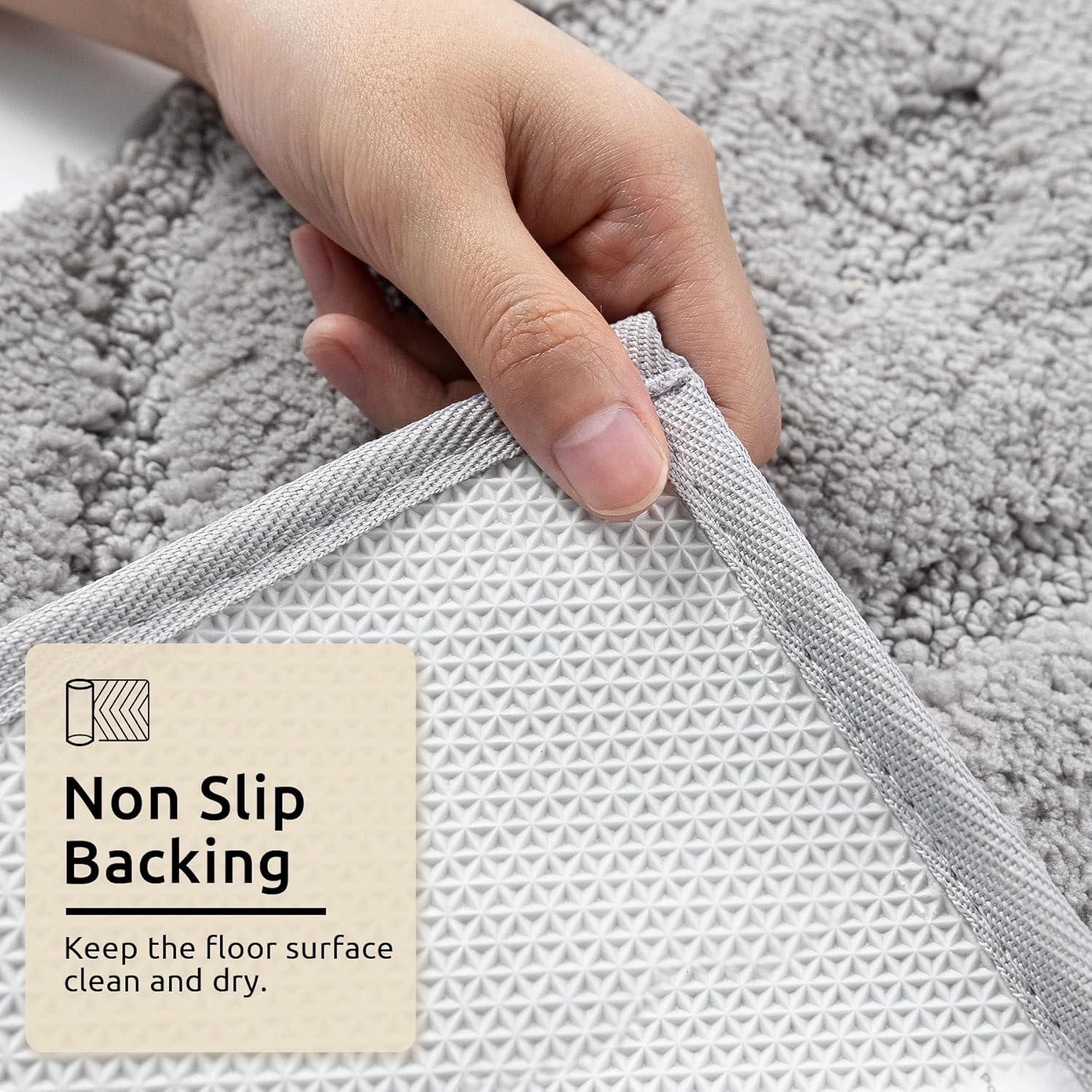 DEXDE Alfombra de baño pequeña, antideslizante, geométrica, de lujo, suave, lavable, para baño, ducha, cocina, entrada, decoración moderna, 17 x 20