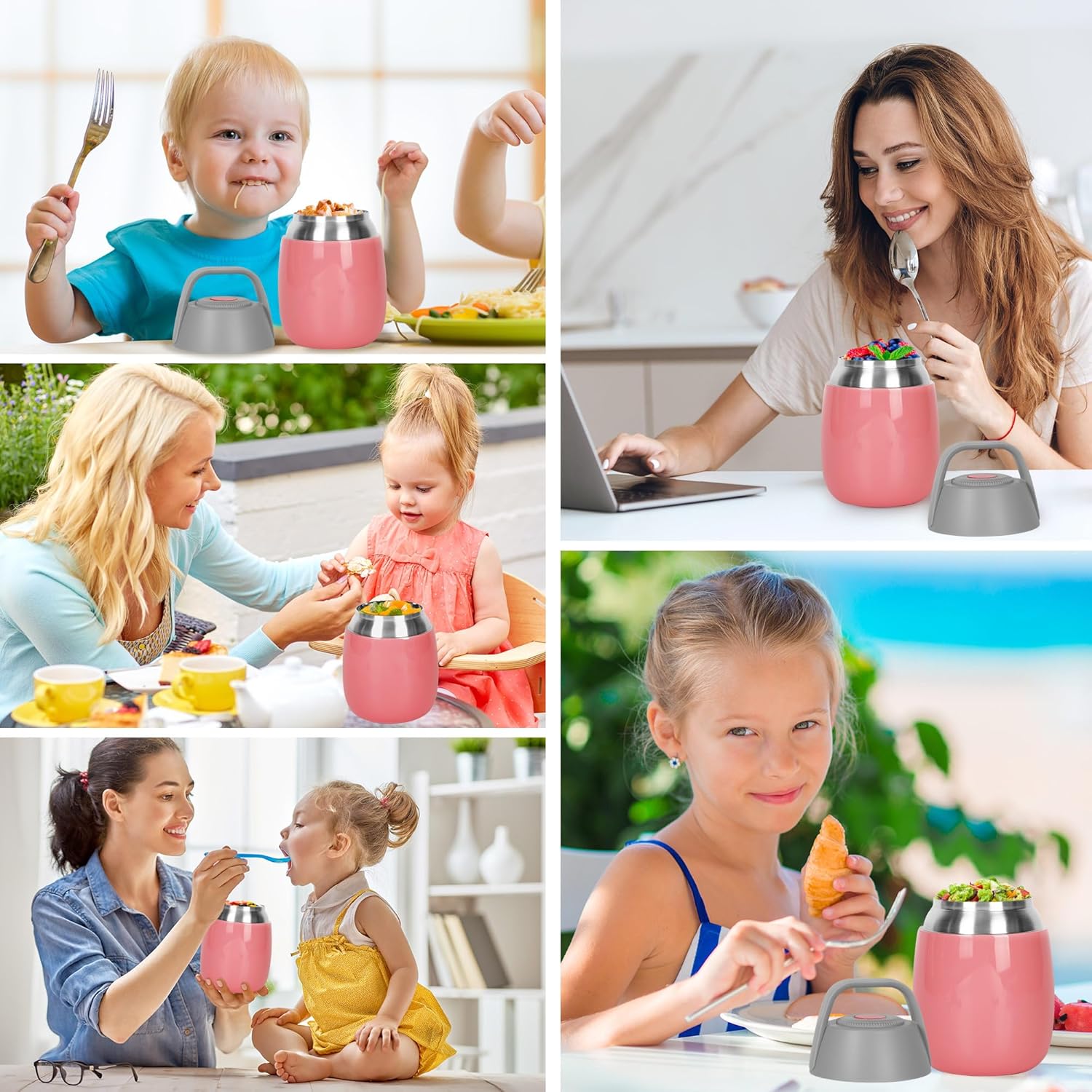 Thermo for Hot Food – Contenedor de alimentos aislado de acero inoxidable para niños y adultos, recipiente de alimentos aislado al vacío de acero