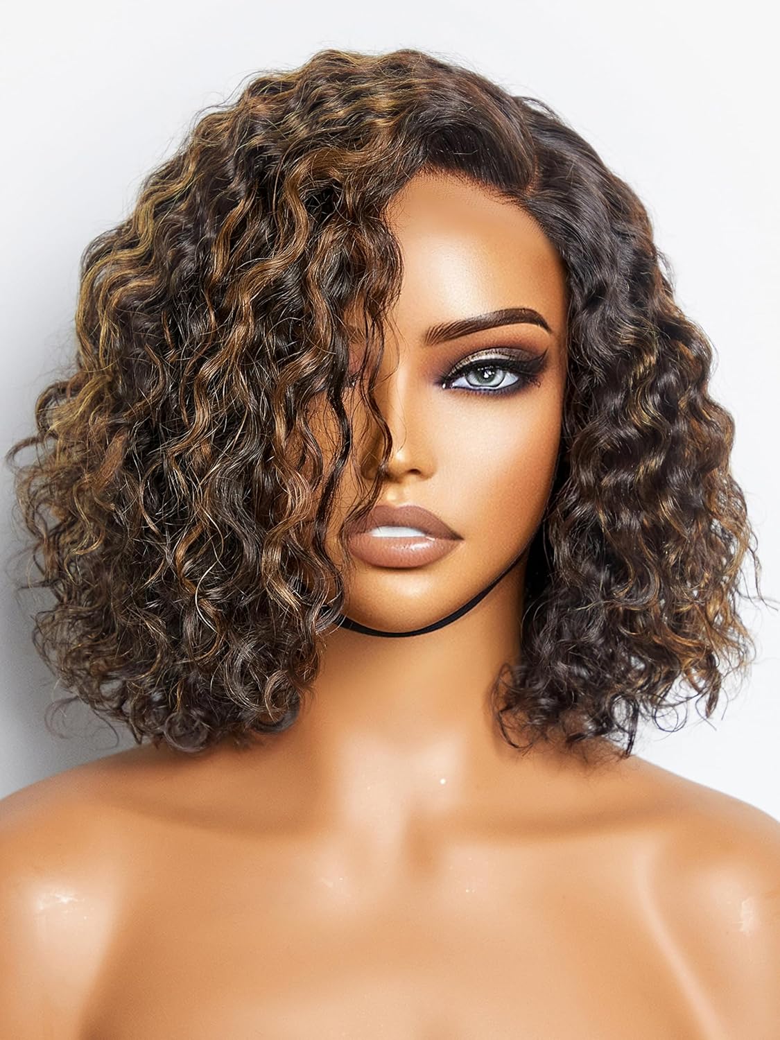 LUVME HAIR Pelucas de cabello humano rizado sin pegamento de 10 pulgadas, precortadas, precortadas, indetectable, encaje HD, peluca de cabello