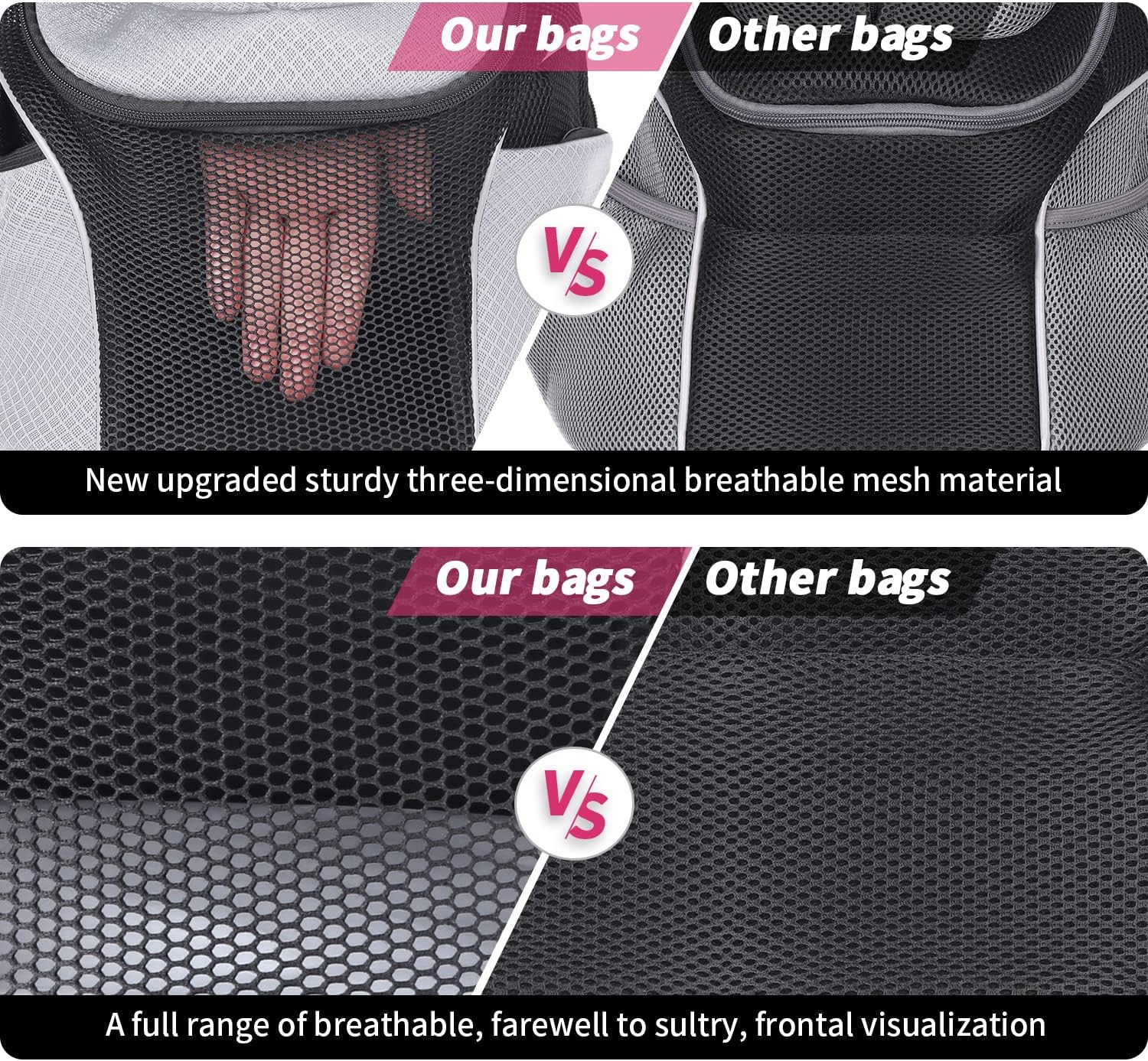 WOYYHO Mochila transportadora para perros pequeños, mochila frontal de malla ventilada para perros con cinturón de seguridad para viajes,