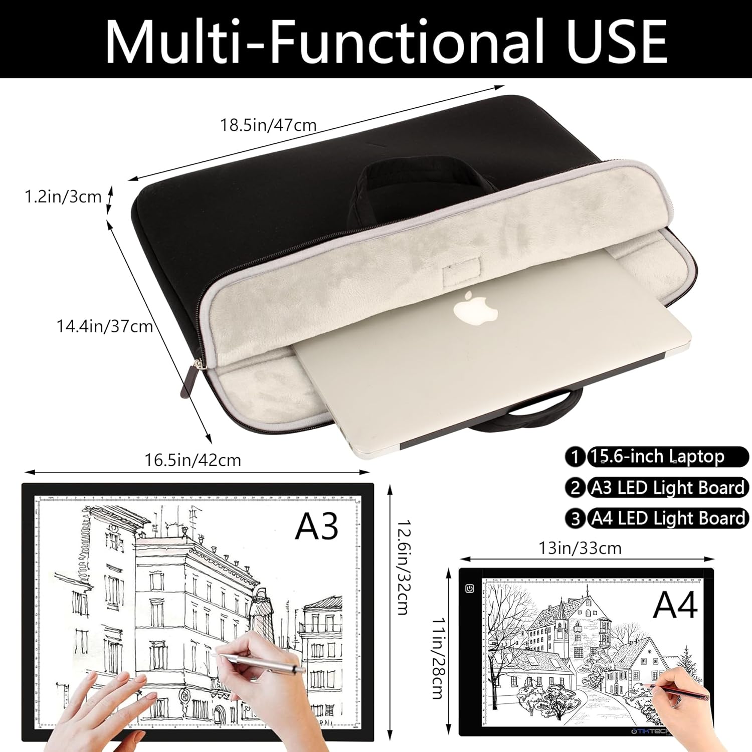 Aonstyna Bolsa de transporte con almohadilla de luz A3 para pintura de diamantes, bolsa de almohadilla de luz de pintura de diamantes, bolsa de mano