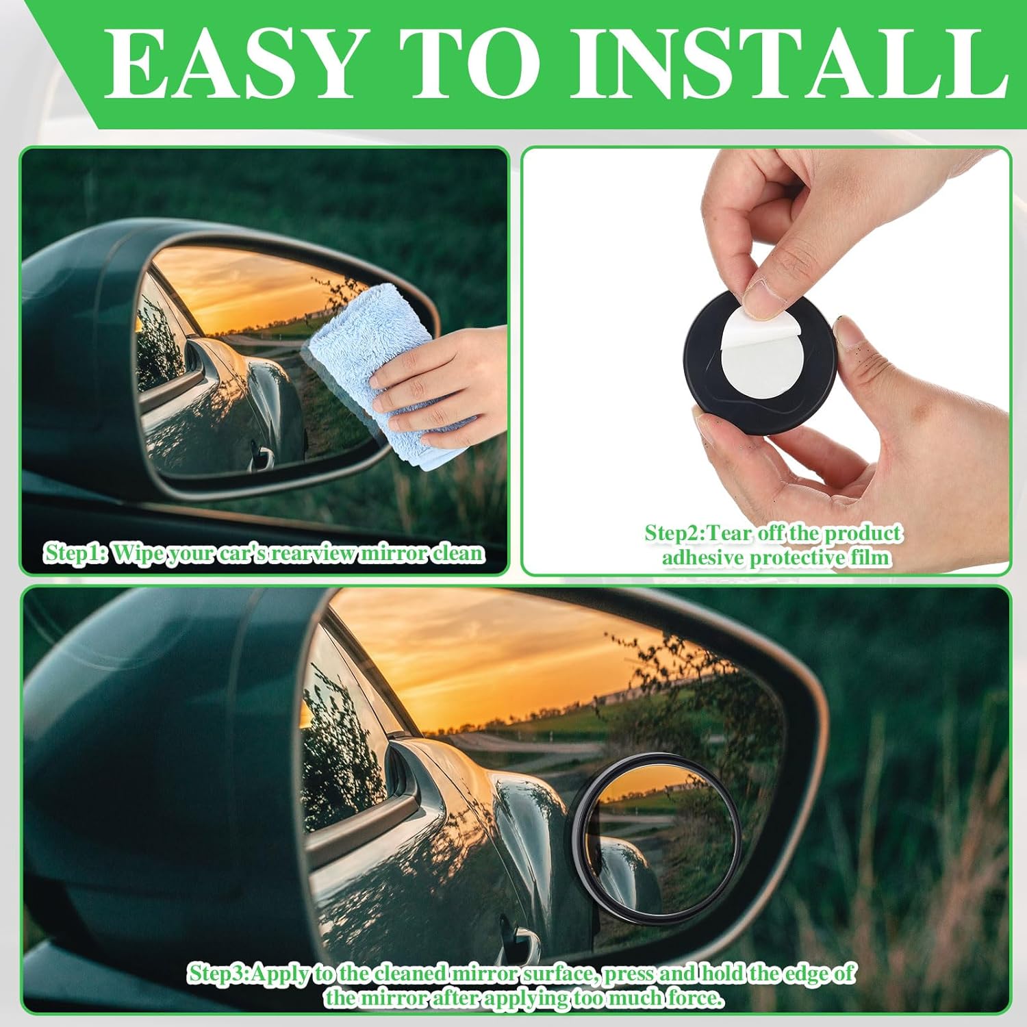 6 espejos laterales ciegos para automóvil, espejo de punto ciego para automóvil, espejo de punto ciego HD, espejos retrovisores ciegos, 3 formas