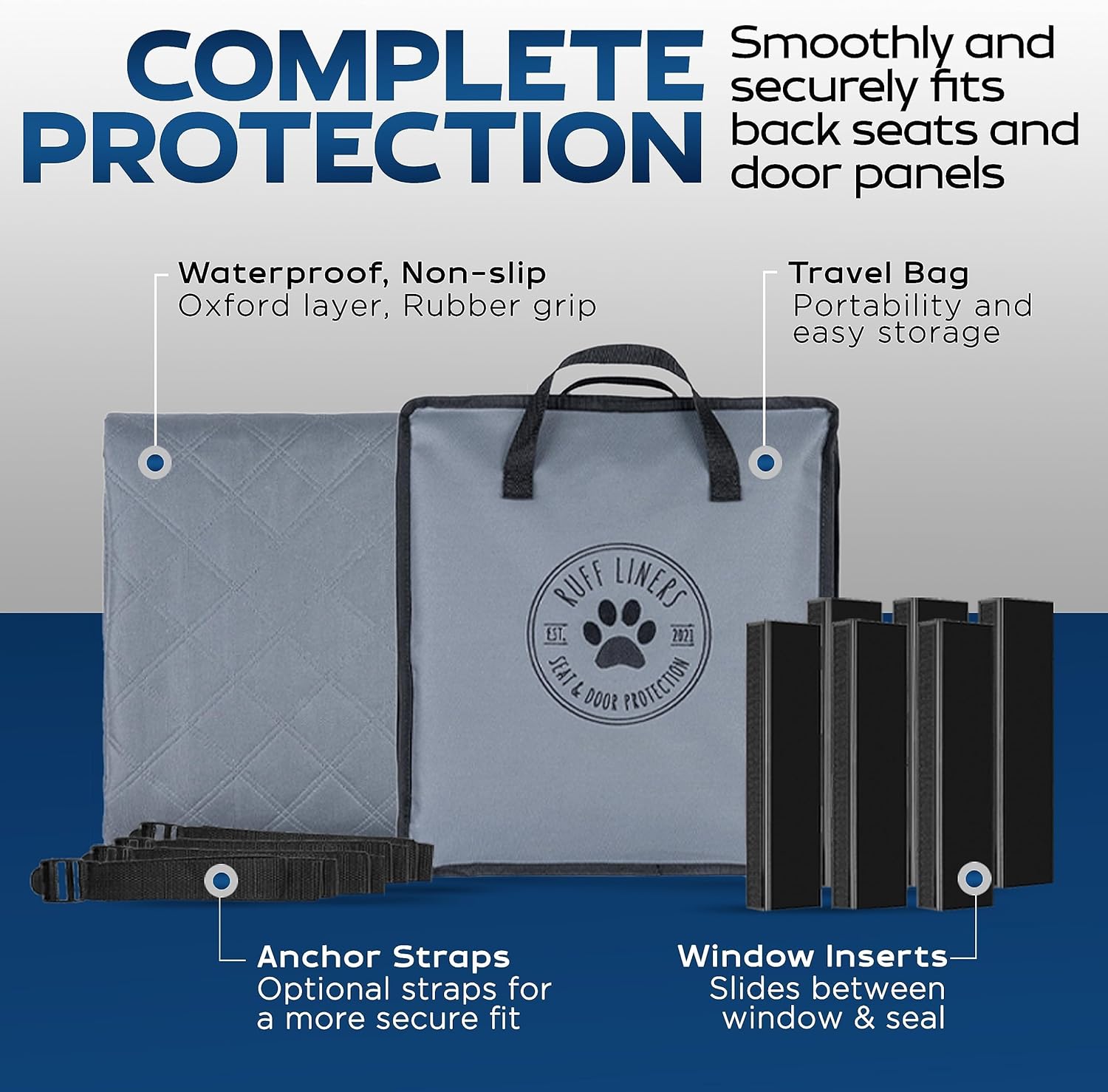 Funda de asiento de automóvil para perro lavable a máquina y protector de puerta de automóvil, se adapta a sedanes, SUV de tamaño mediano, camiones