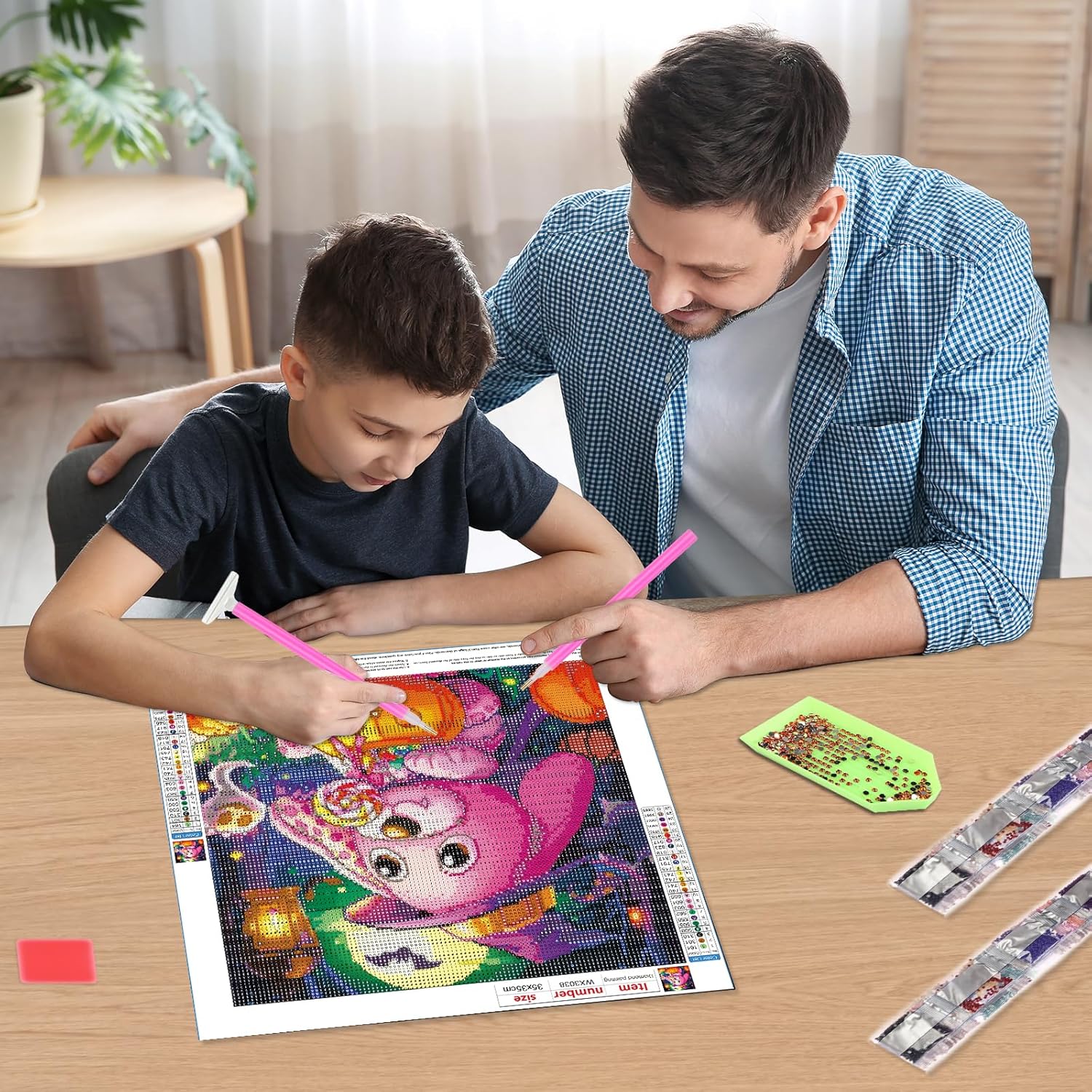 RICUVED Pintura artística de diamantes, kit de pintura de diamantes de conejo de Halloween para adultos, taladro redondo completo, calabazas de