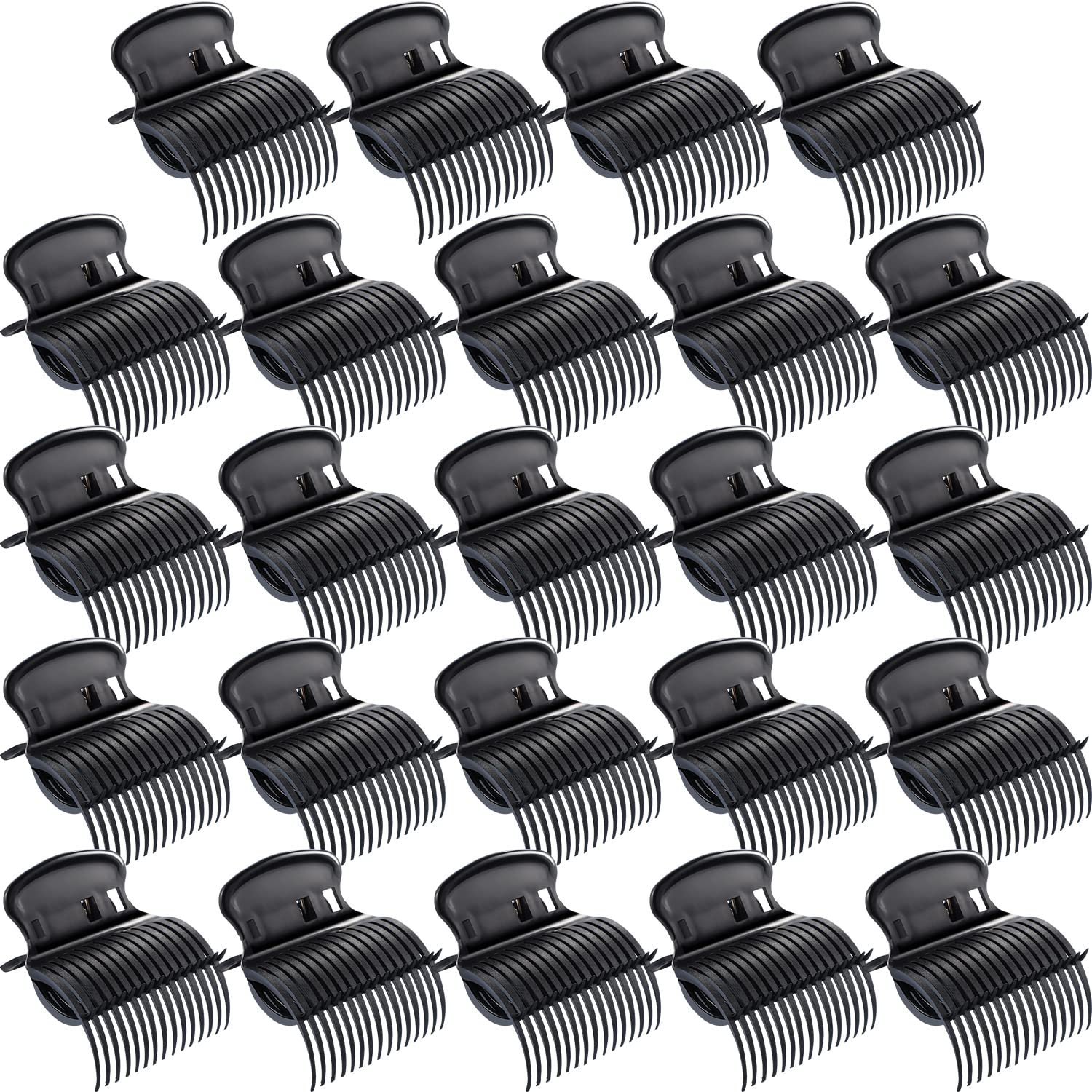 24 pinzas de rodillo caliente, rizador de pelo, clips de rodillo de repuesto para mujeres y niñas, estilo de sección de cabello (negro)