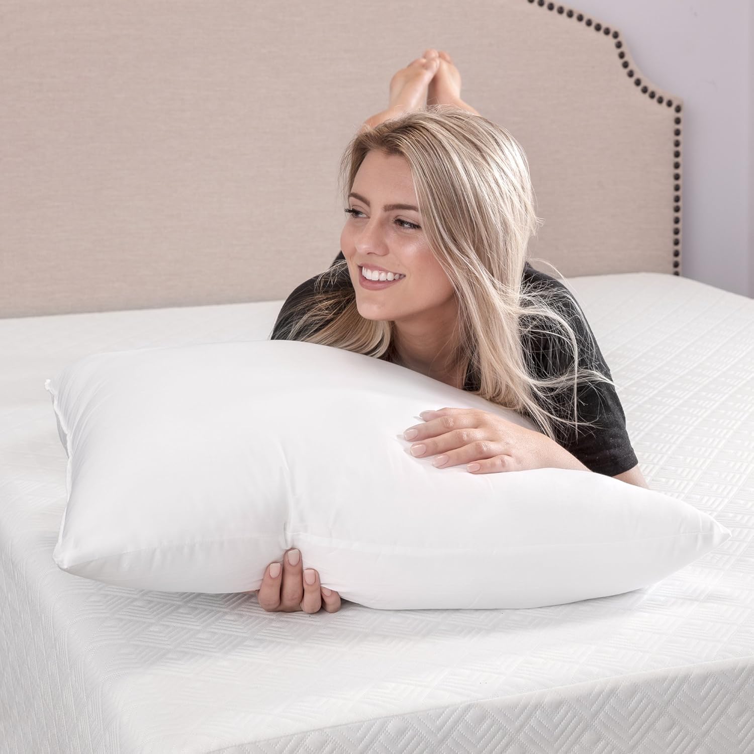 BioPEDIC CoolMax Lujosa almohada de cama de 400 hilos, paquete de 2 unidades, estándarQueen, color blanco