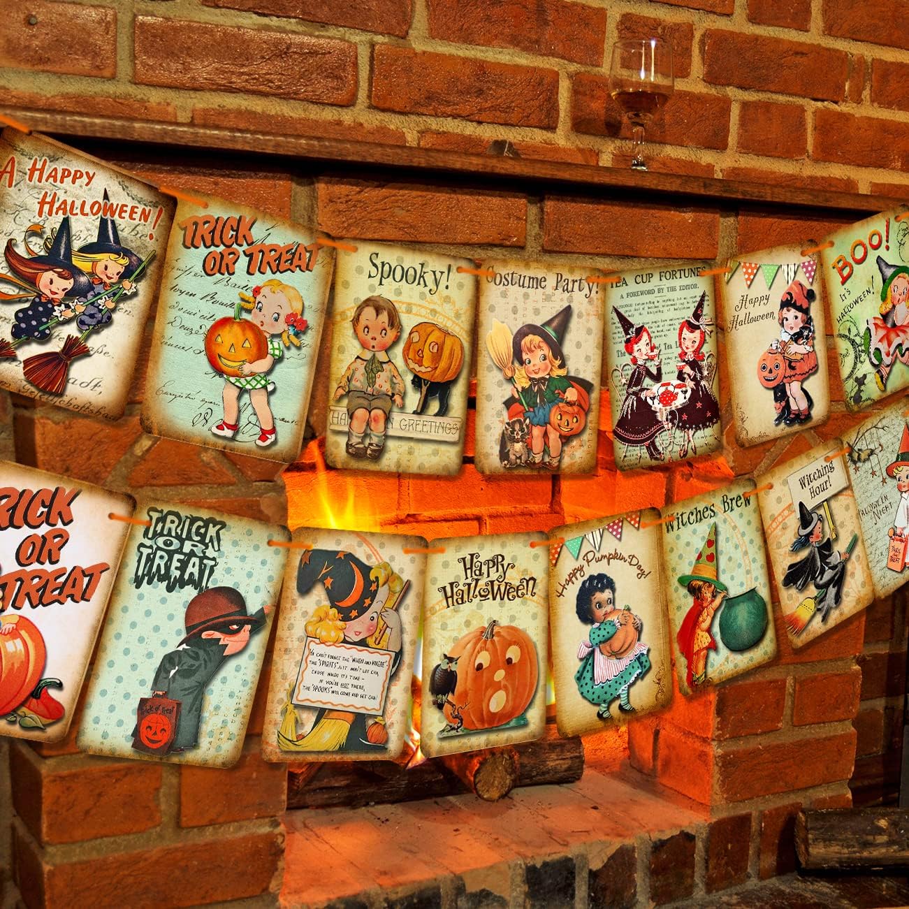Decoración navideña de Halloween, pancarta de truco o trato, pancarta colgante de calabaza de estilo vintage de Halloween, decoración del hogar,