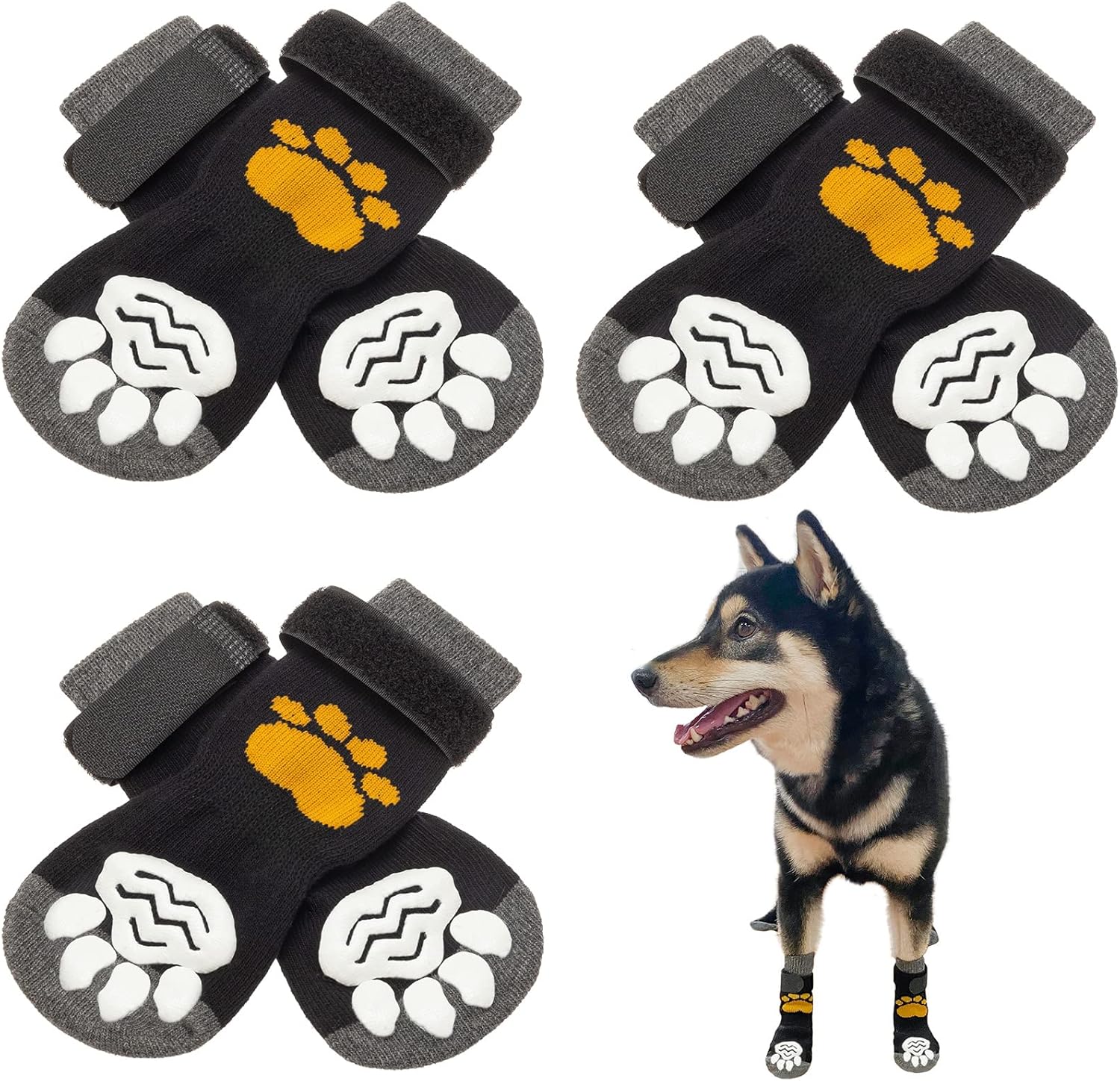 Calcetines antideslizantes para perros con pinzas para evitar lamer patas para suelos de madera dura, zapatos antideslizantes, 3 pares de botines,