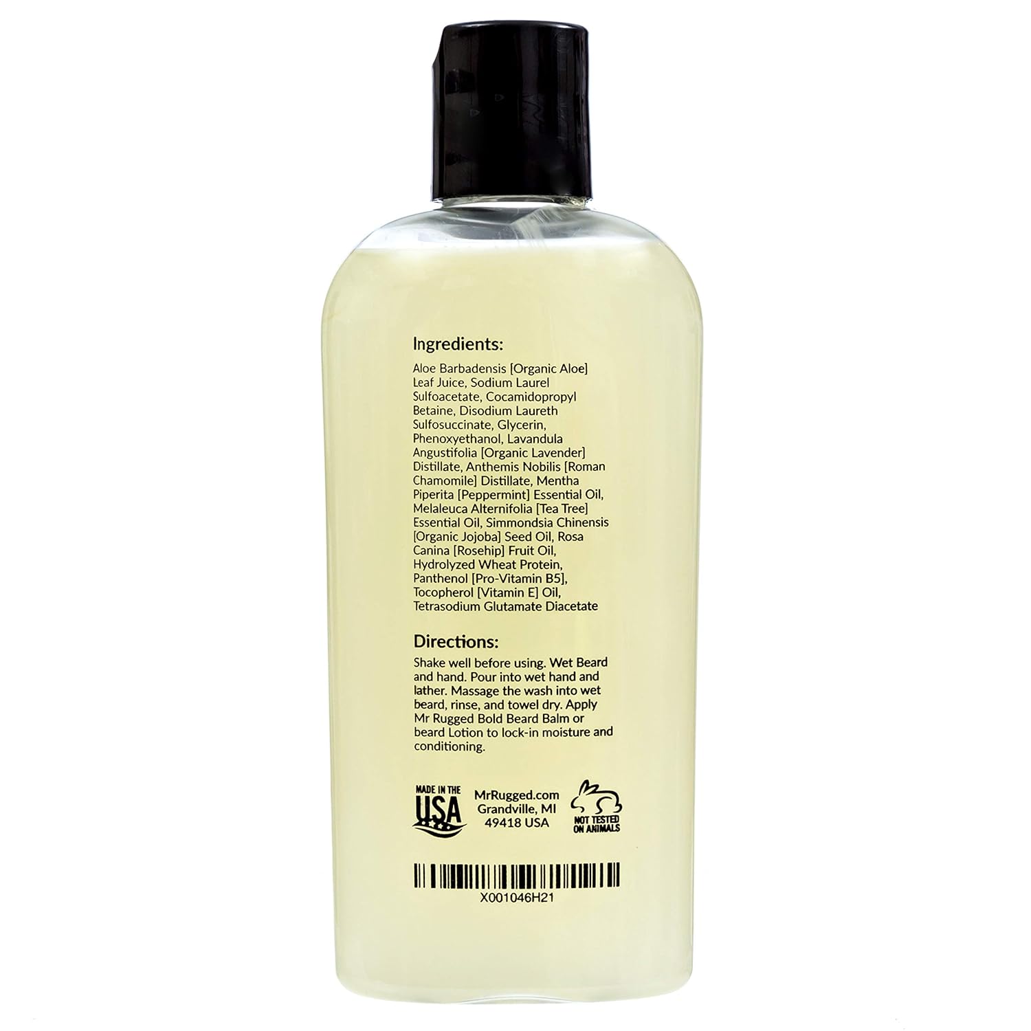 Mr Rugged Jabón y acondicionador de barba para hombres (menta 2 en 1, botella de 4 onzas) champú natural para barba suave – fortalece y mejora el