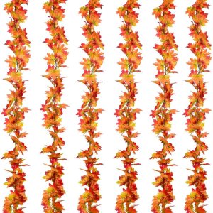Dearhouse Paquete de 6 guirnaldas de hojas de arce, guirnalda de vid colgante, guirnalda artificial de follaje de otoño, decoración de Acción de Dearhouse Paquete de 6 guirnaldas de hojas de arce, guirnalda de vid colgante, guirnalda artificial de follaje de otoño, decoración de Acción de