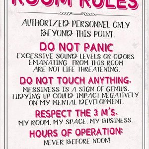 HYBLOM Letrero de habitación para adolescentes y niñas, decoración de puerta de dormitorio para adolescentes y niños, letreros de reglas de HYBLOM Letrero de habitación para adolescentes y niñas, decoración de puerta de dormitorio para adolescentes y niños, letreros de reglas de