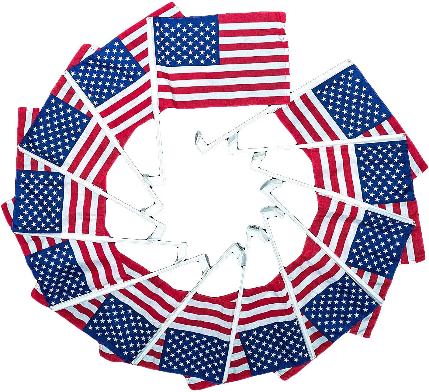 Premium 50 Pack 12×16 USA U.S.A. Car Window Clip on Vehicle 17inch Pole Flag