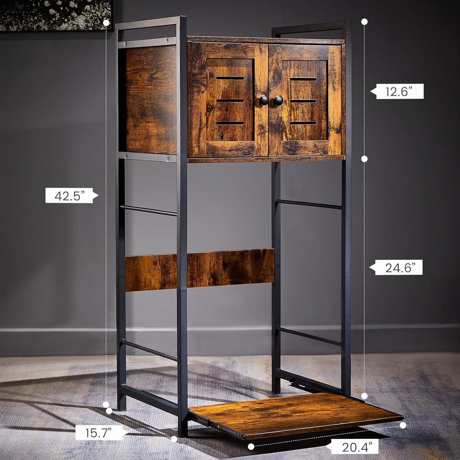 Soporte para impresora, soporte de impresora grande (20 x 16 x 43 pulgadas), soporte de impresora de 3 niveles con almacenamiento, mesa de impresora