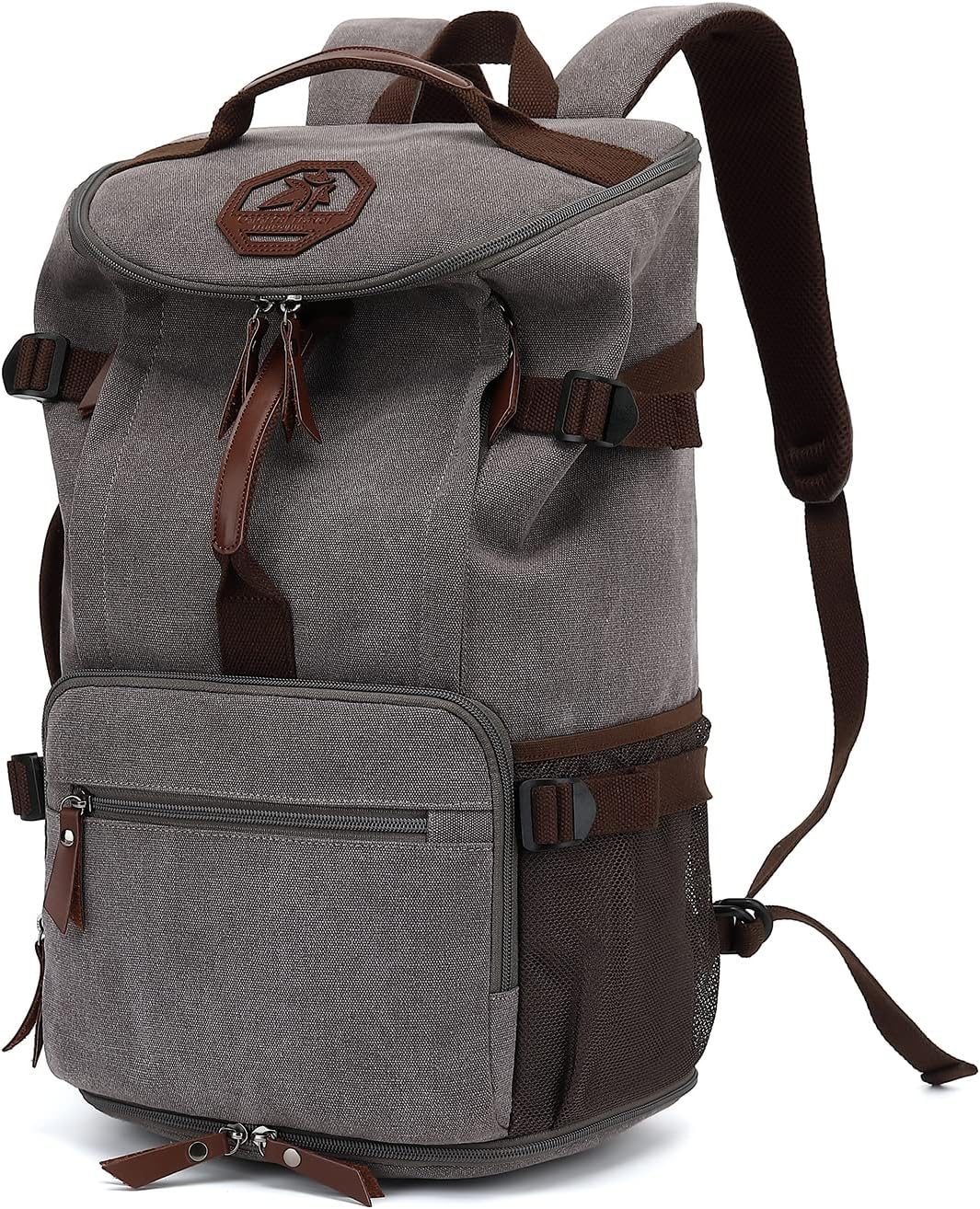 Gym Duffle Bag Backpack 4-Way Vintage canvas with Shoes Compartment for travel Sport Hiking laptop (Vintage grey) X-Large