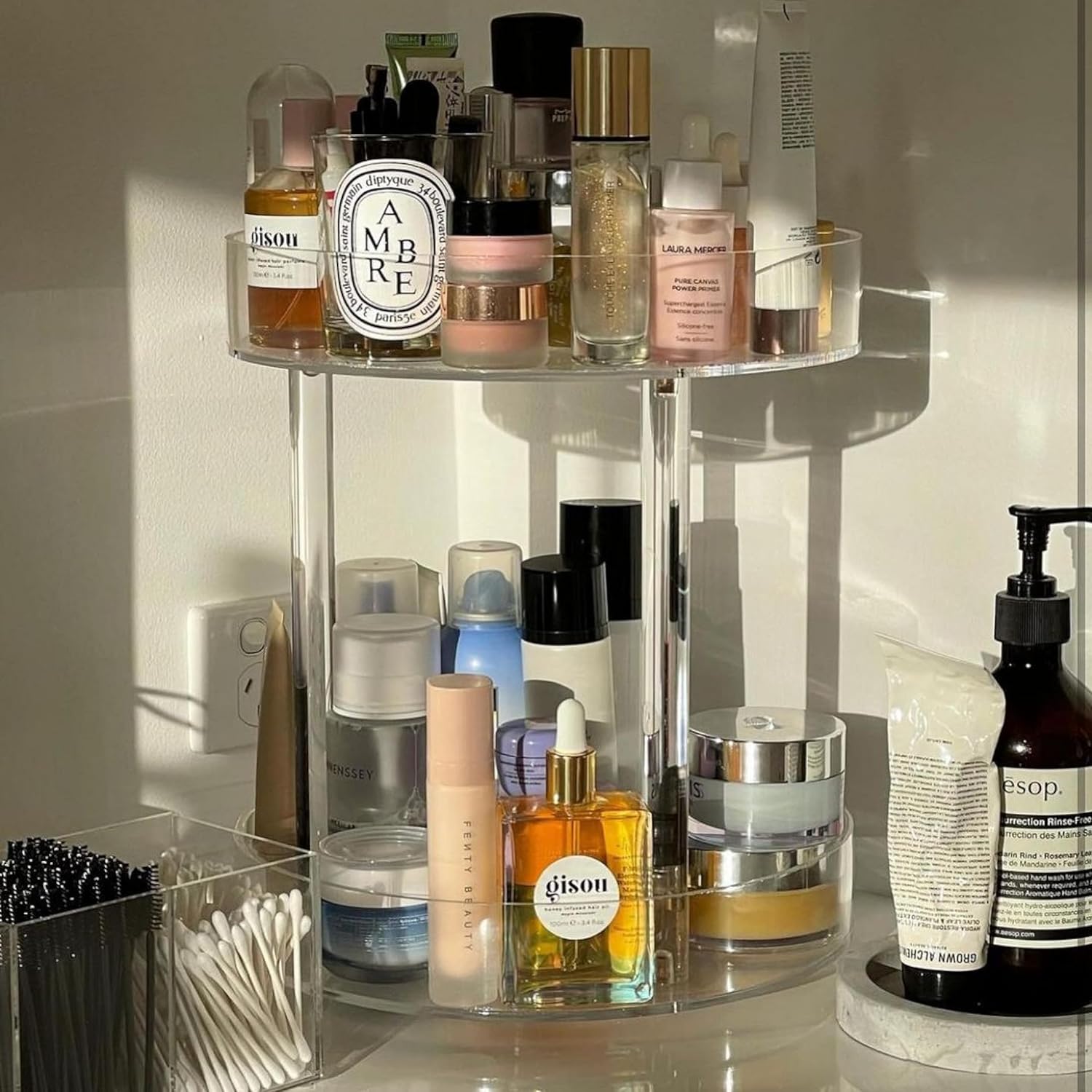 ETOILE – Soporte para el cuidado de la piel de maquillaje – Soporte giratorio de acrílico 360 para el cuidado de la piel