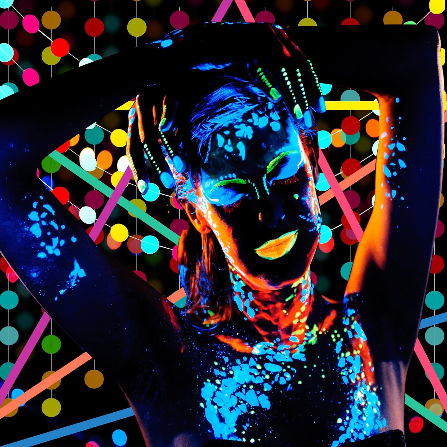 Suministros de fiesta que brillan en la oscuridad, juego de suministros de fiesta de neón que brillan en la oscuridad, 6 rollos de cinta luminosa de