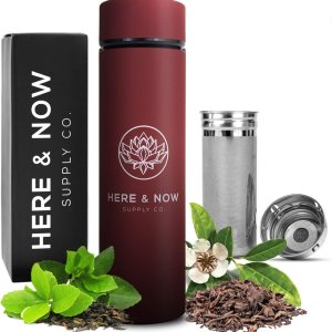 Here & Now – Botella infusora de té  Botella de agua con infusor de té  Infusor de té de acero inoxidable  Botella de té de doble pared para té Here & Now – Botella infusora de té  Botella de agua con infusor de té  Infusor de té de acero inoxidable  Botella de té de doble pared para té