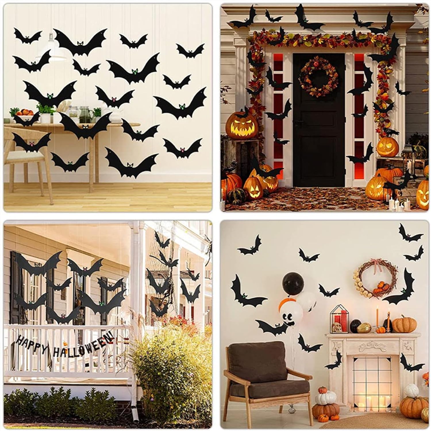 Murciélagos colgantes para decoración de Halloween, 3D para exteriores, murciélagos de plástico voladores grandes, decoración al aire libre, 3