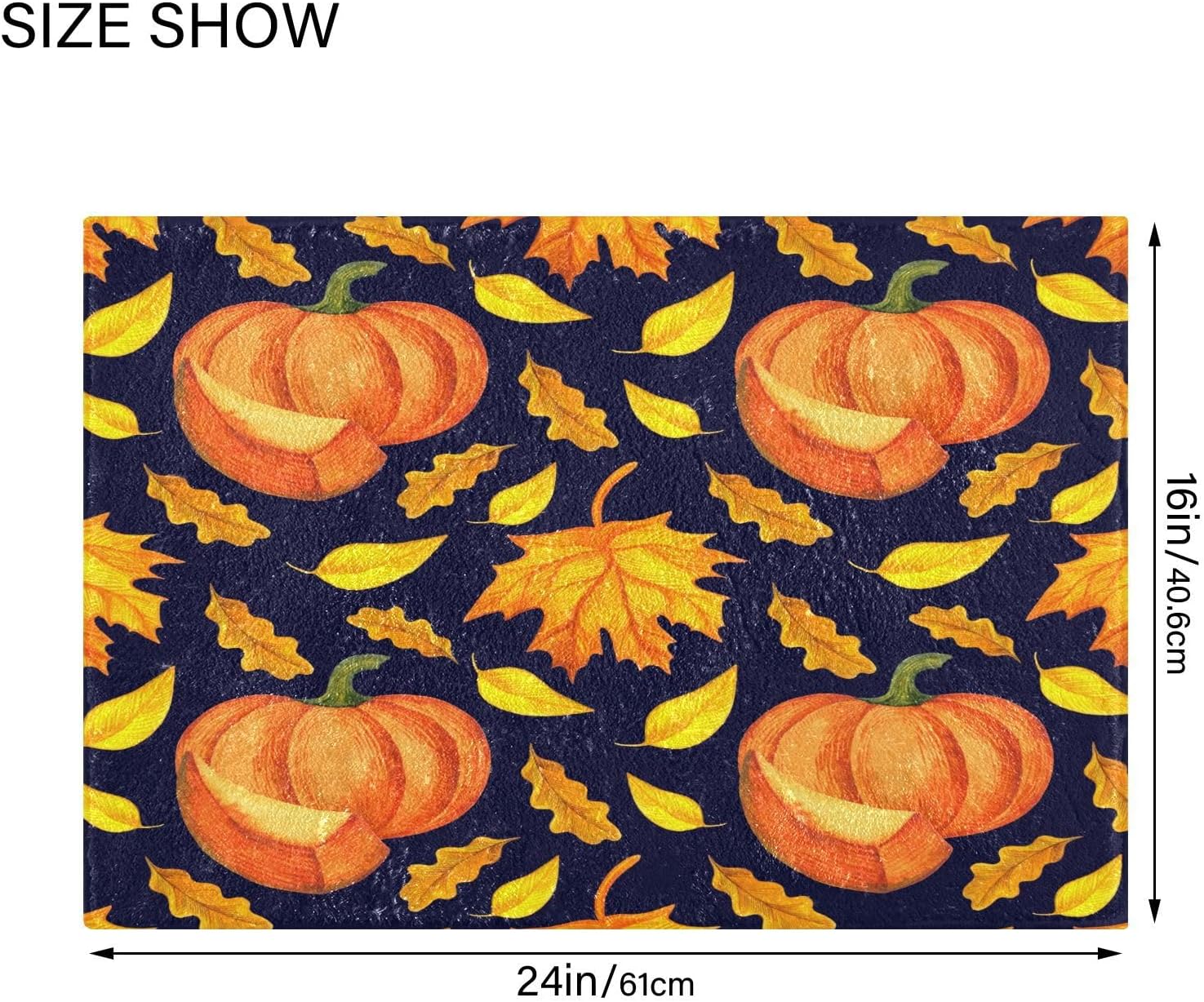 Bathroom Rugs Sets 2 Piece 24×16+24×20 Inch,Soft U-Shaped Contour Toilet Rug Orange Pumpkins Watercolor Non-Slip Absorbent Bath Floor Mat Carpet Set